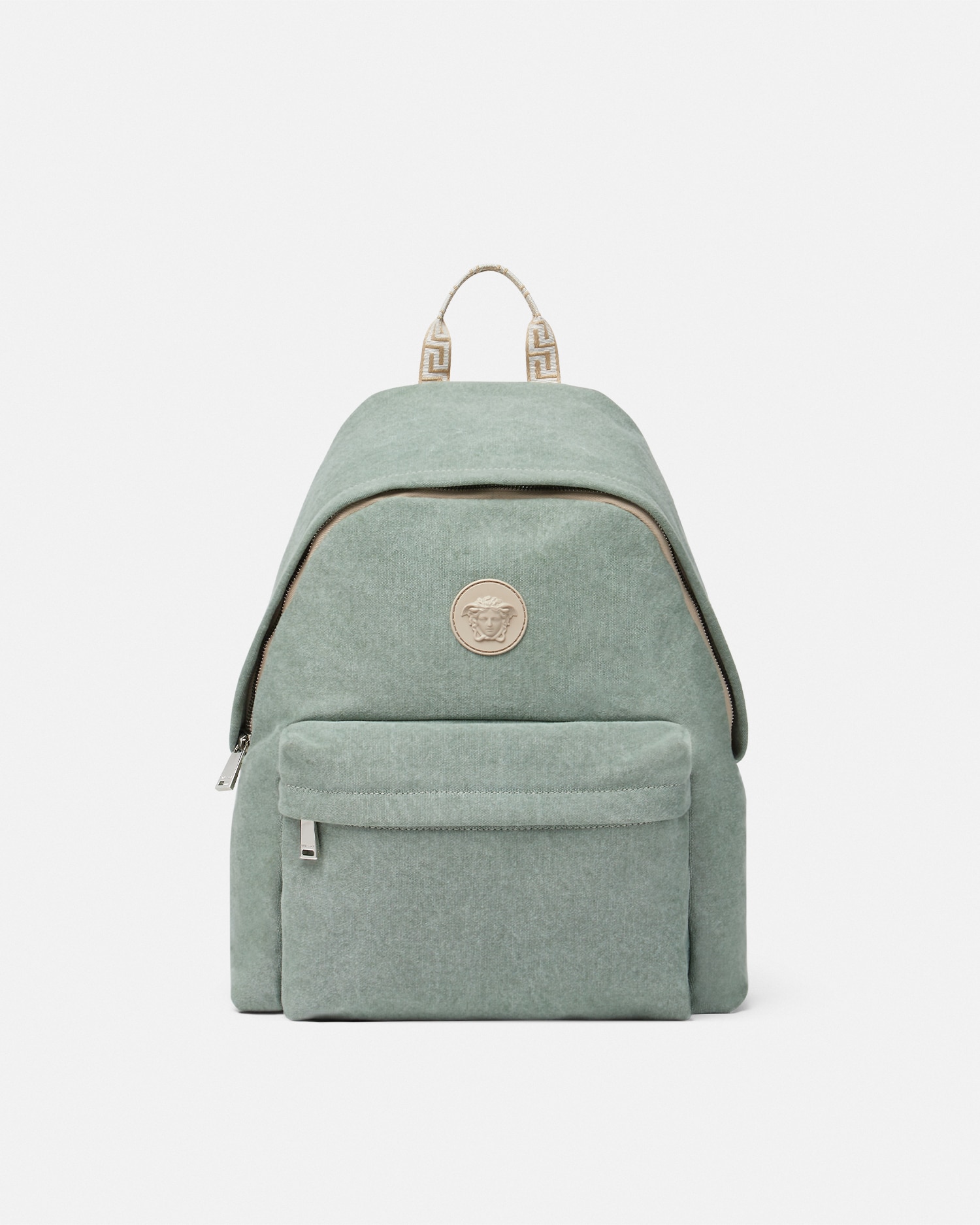 Versace Medusa Kids Canvas Backpack In Gris