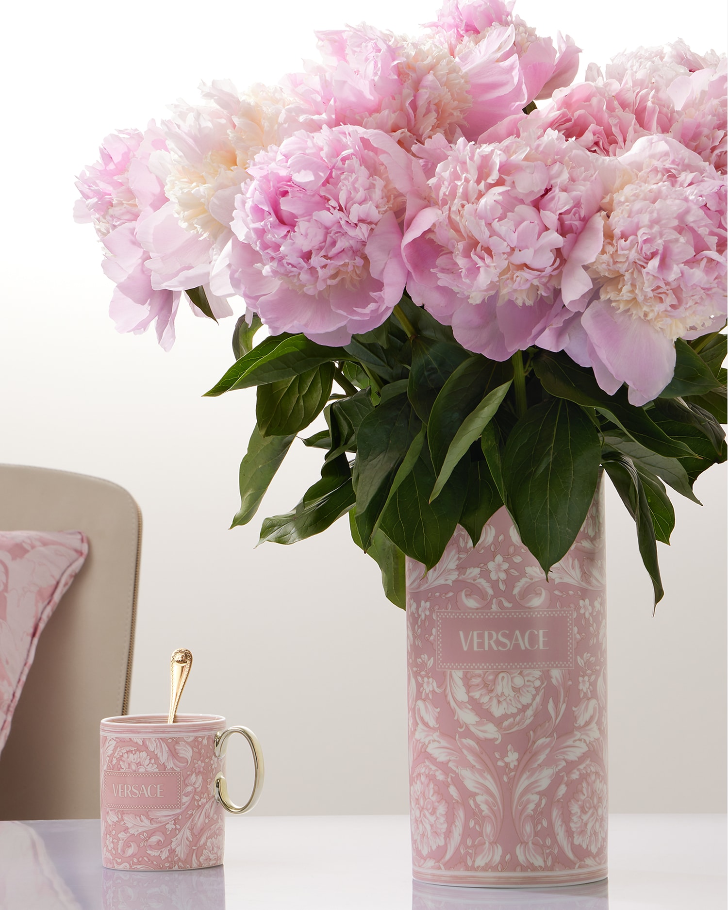 Versace Vase Barocco 24,5 Cm In Pink+print