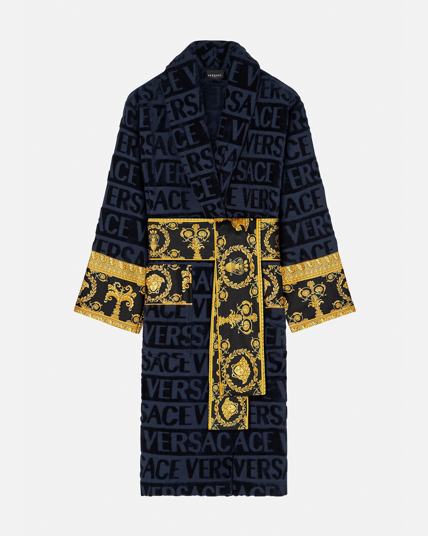 Versace I ♡ Baroque Bathrobe In Blue