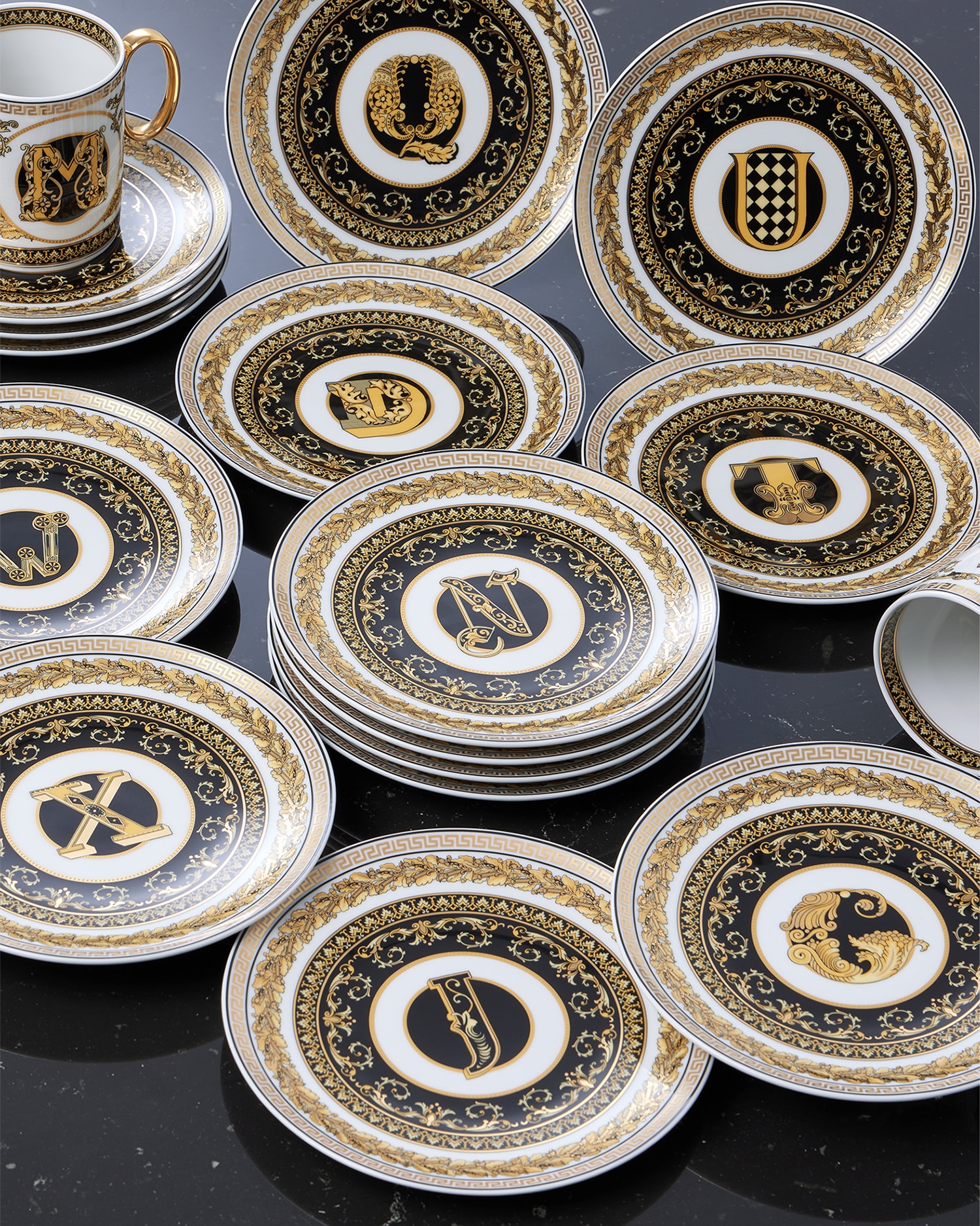 Versace Porcellane E Cristalli Virtus Alphabet W Plate 17 Cm