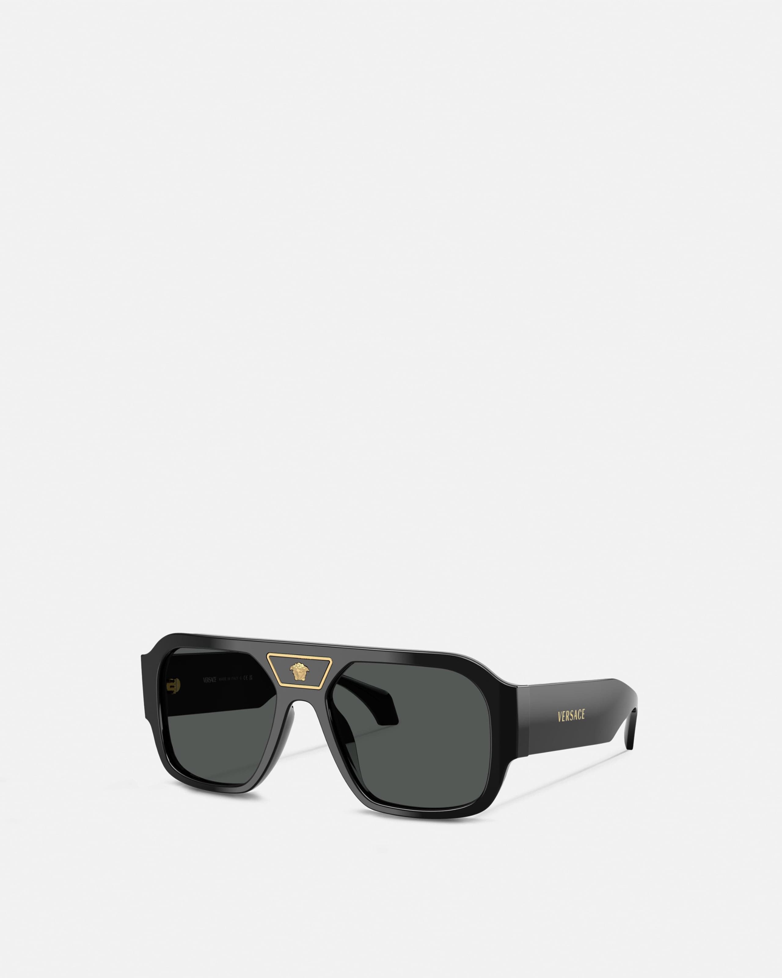Versace Signature Lunettes De Soleil Navigateur In Black