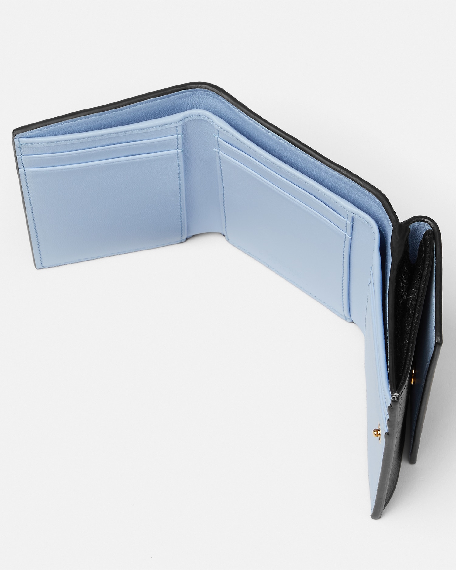 Versace Myth Trifold Wallet In Black+gold