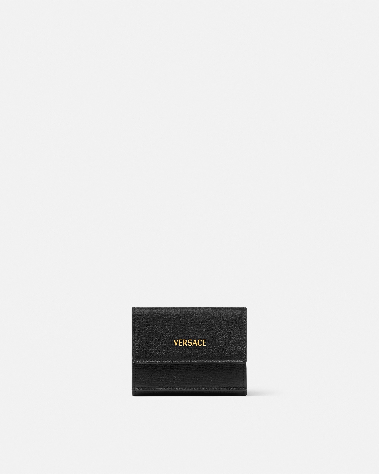 Versace Myth Trifold Wallet In Black+gold