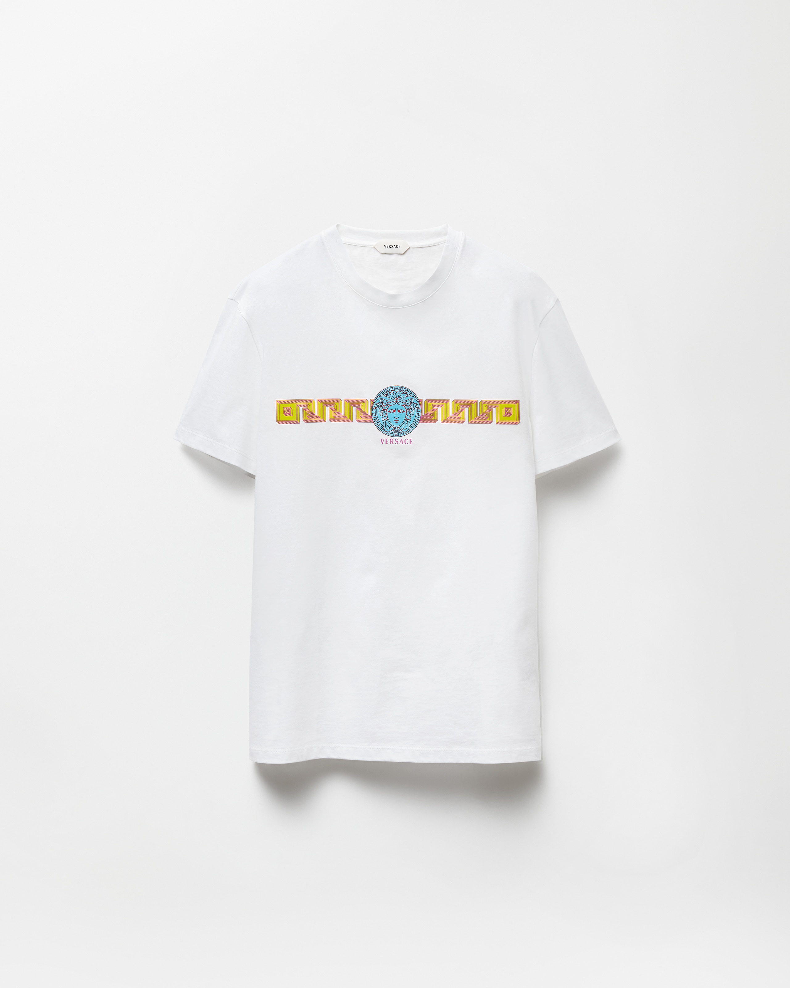 Printed Cotton-Jersey Slim T-Shirt White | VERSACE US