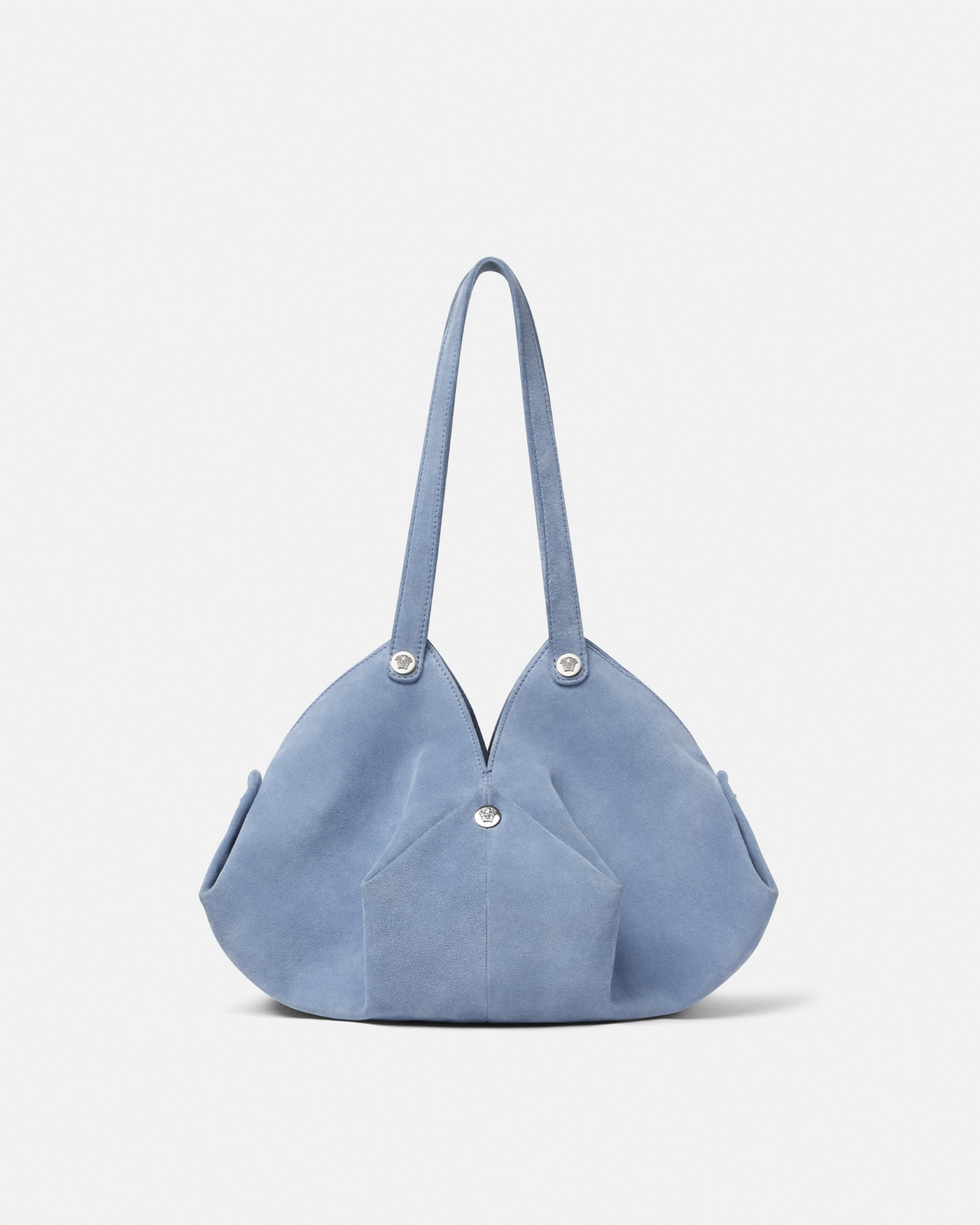 Versace Protea Suede Shoulder Bag In Light Blue