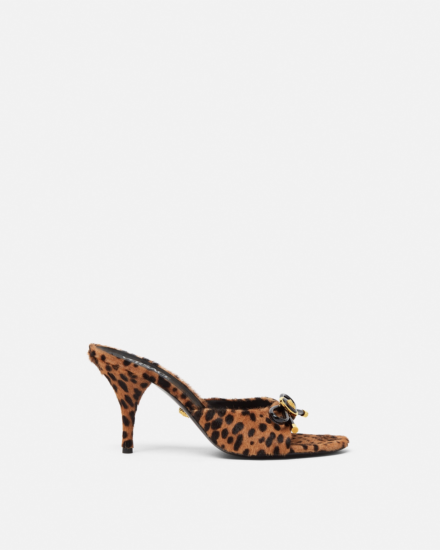 Versace Leopard Opera Bow Mules 85 Mm In Animalier