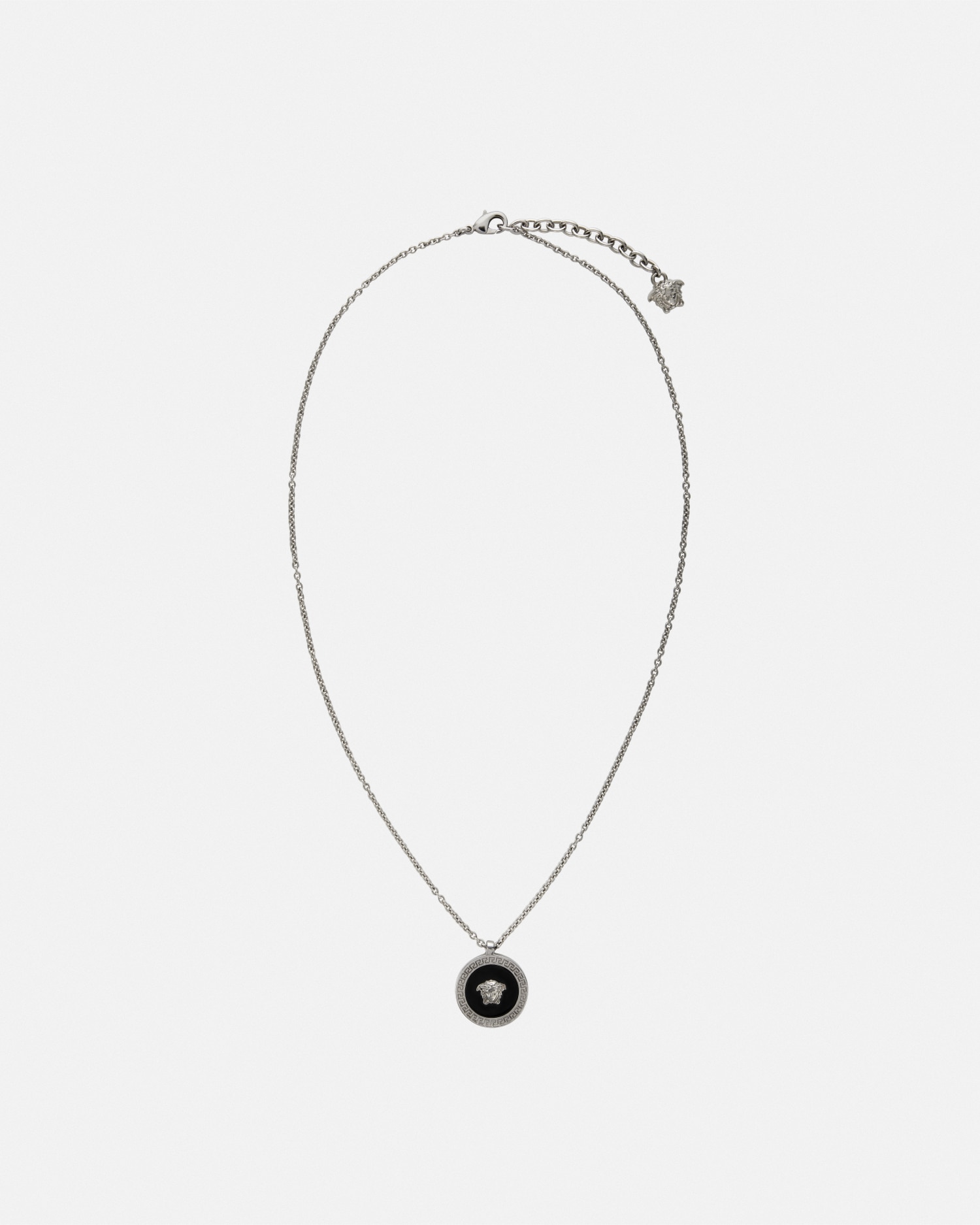 Versace Enamel Medusa Necklace In Silver