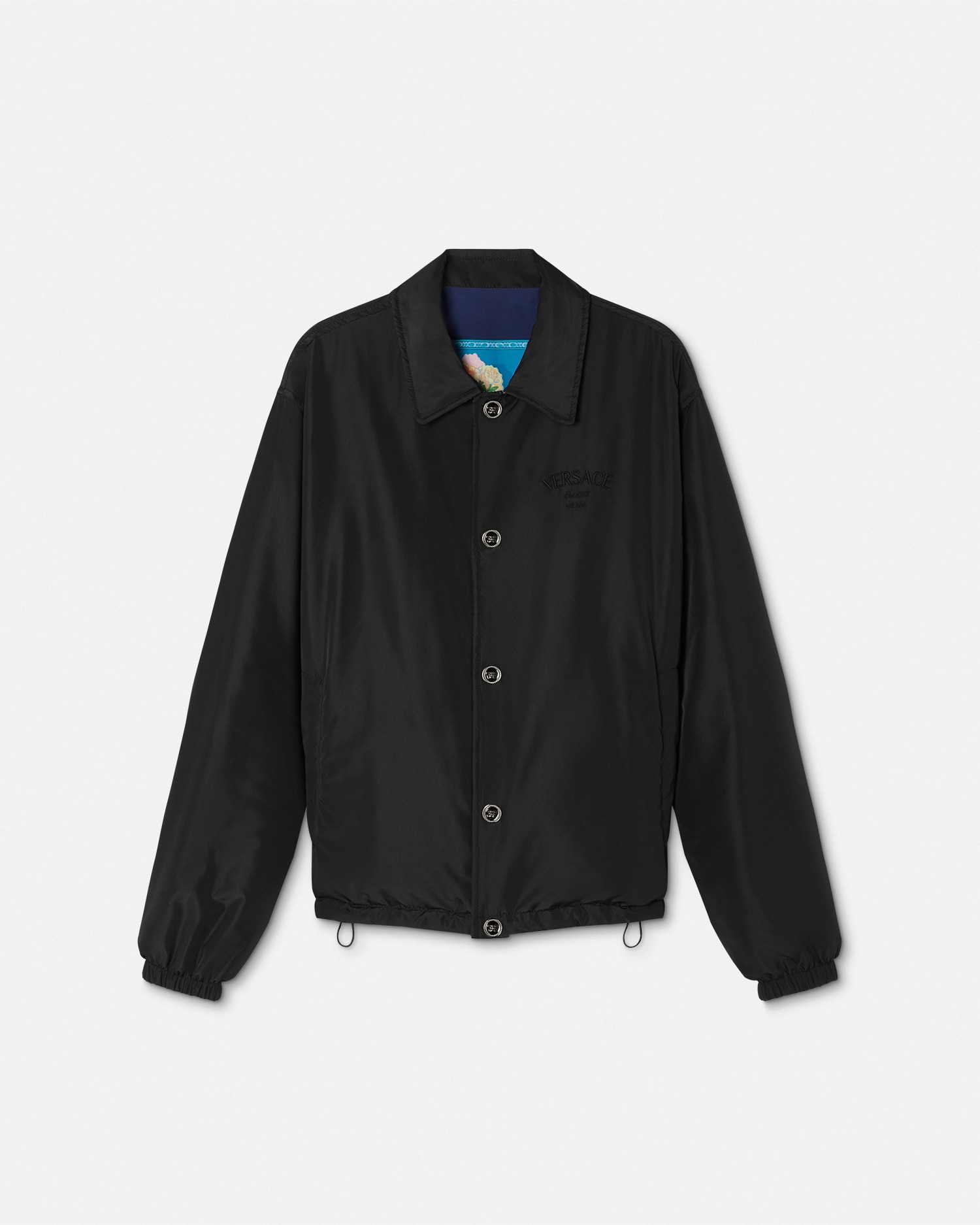 Versace Graphic-print Shirt Jacket In Blue+print