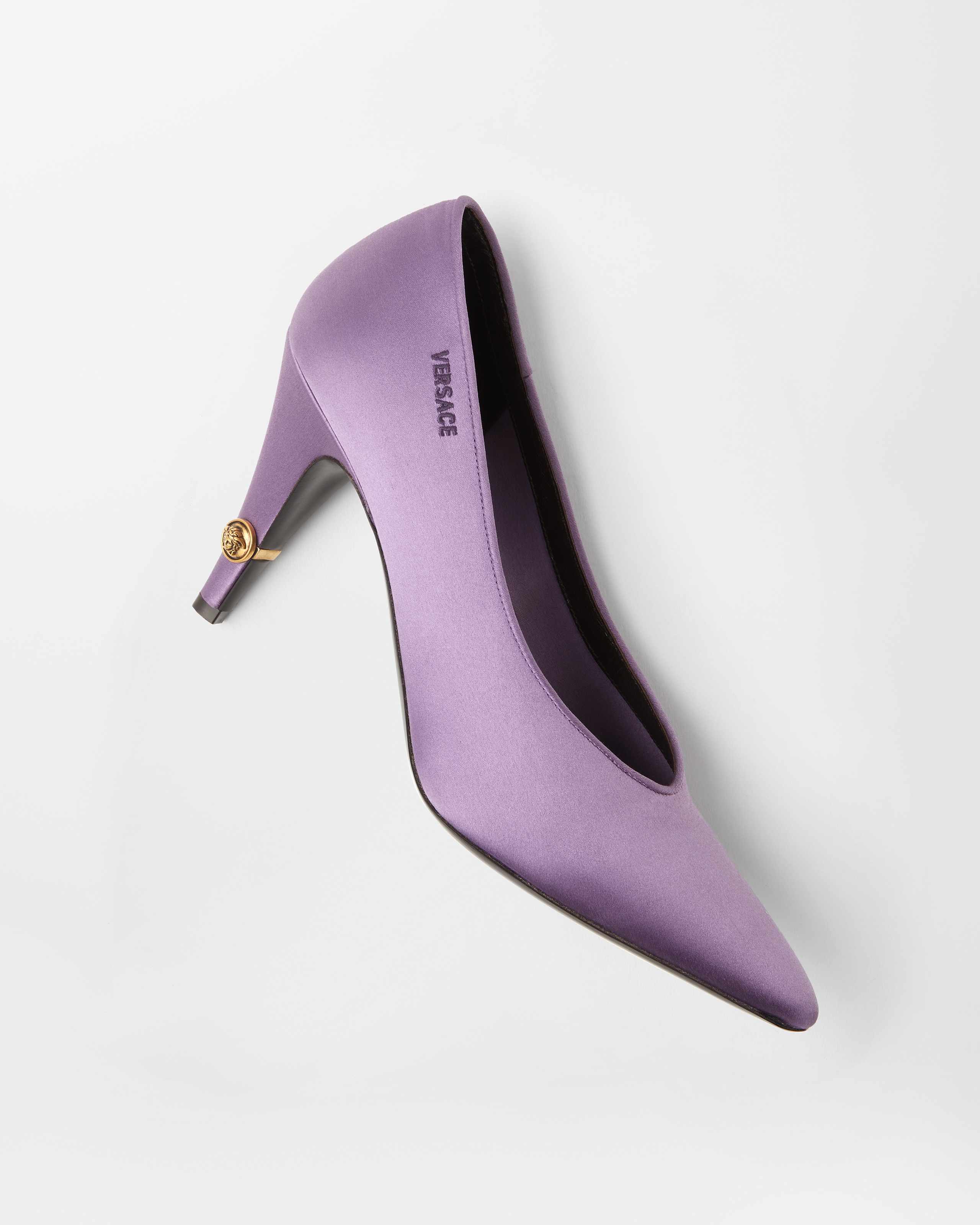 Gianni Satin Pumps 90 mm Purple | VERSACE US