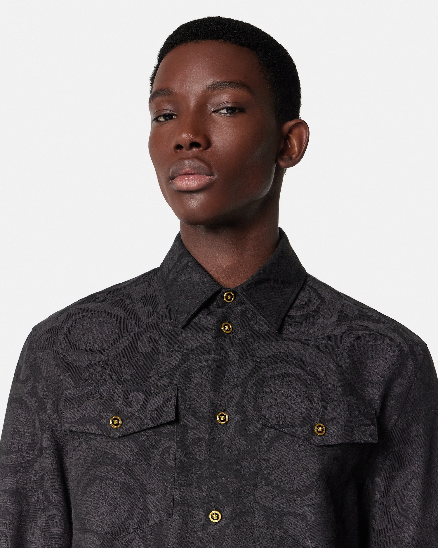 Barocco Jacquard Chambray Denim Shirt