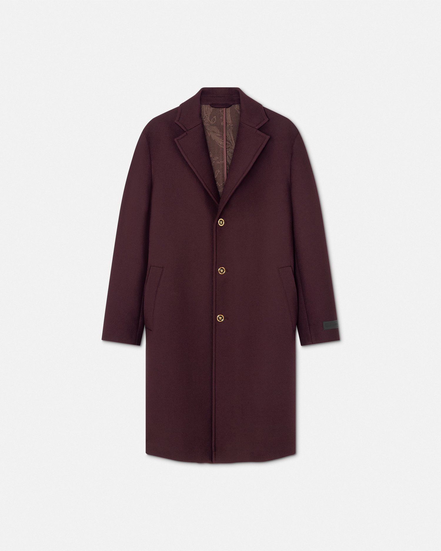 Versace Wool Single-breasted Coat In Brown