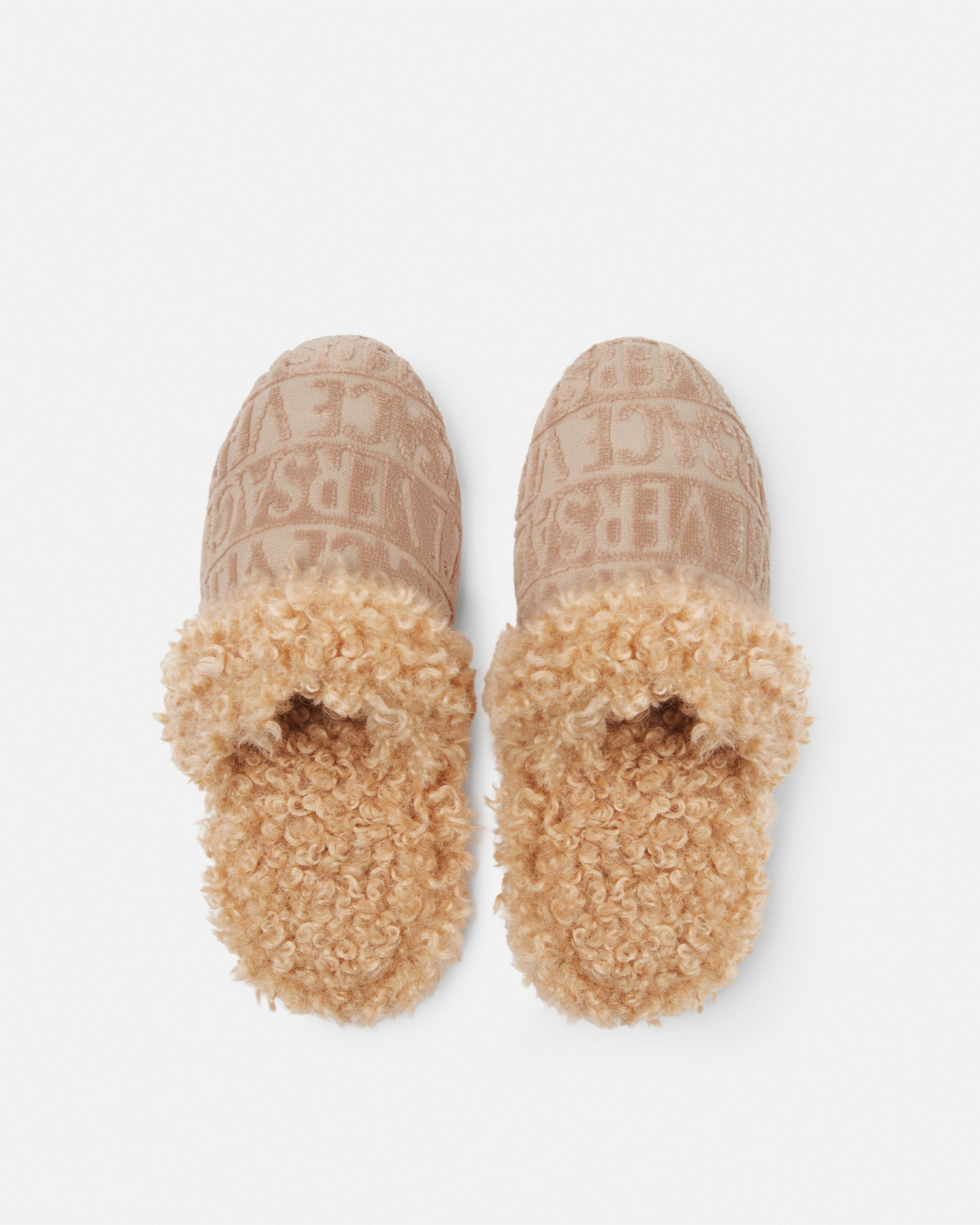 Versace Allover Faux-Fur Slippers