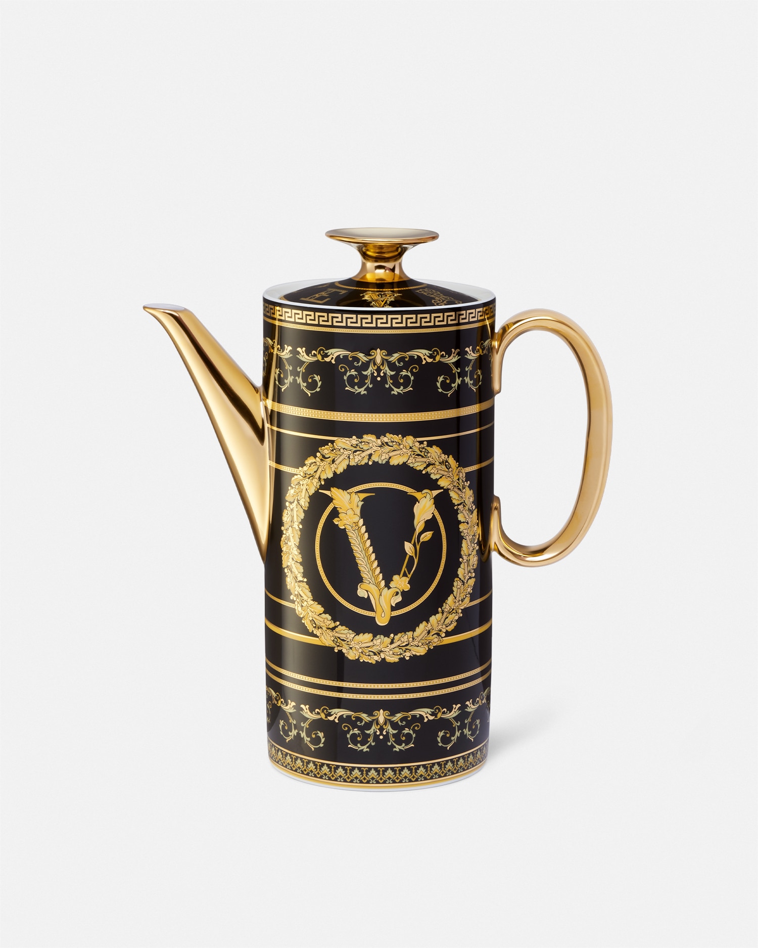 Versace Porcellane E Cristalli Virtus Gala Coffee Pot In Black