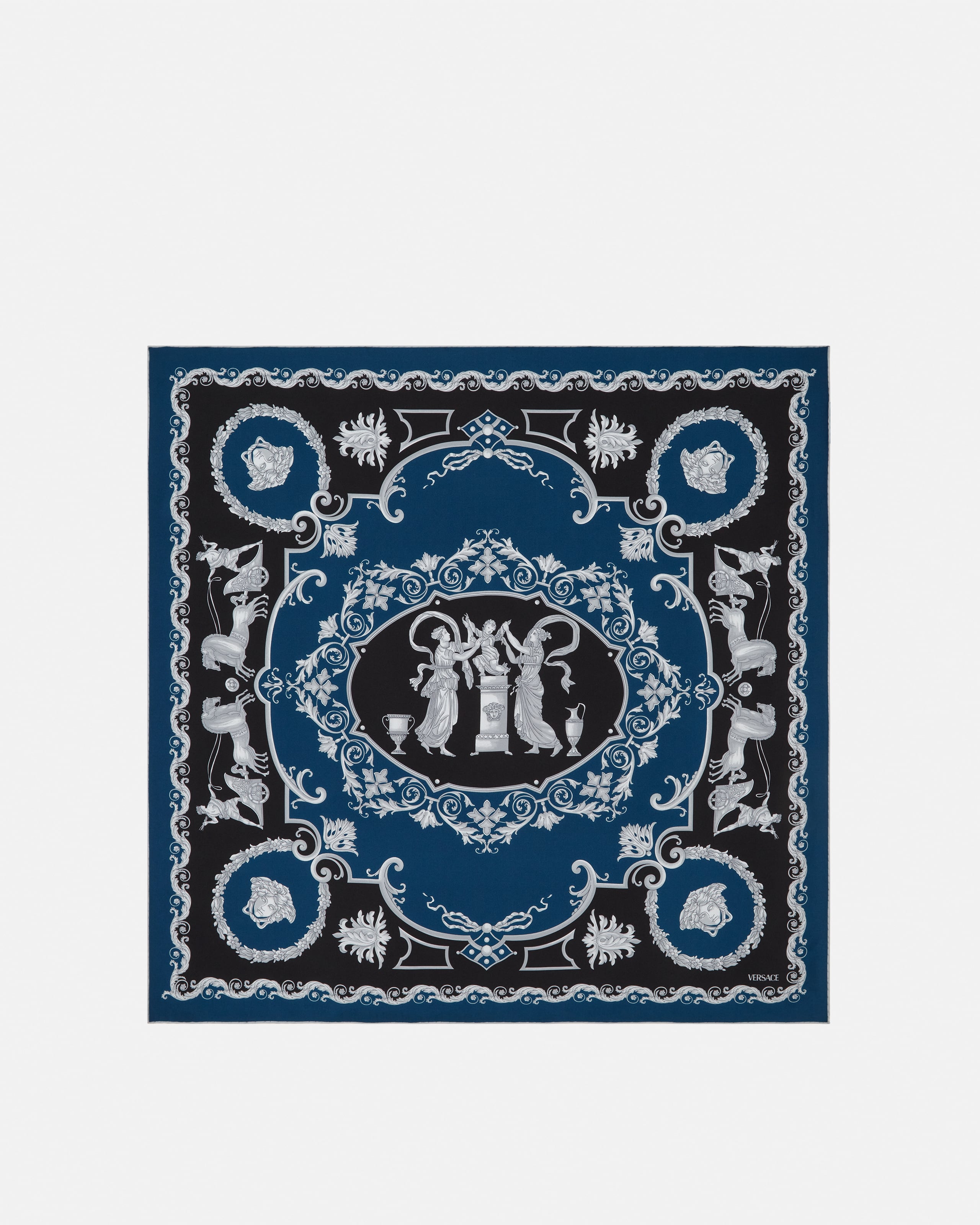 Printed Silk Twill Scarf 90 cm Purple,Green | VERSACE US