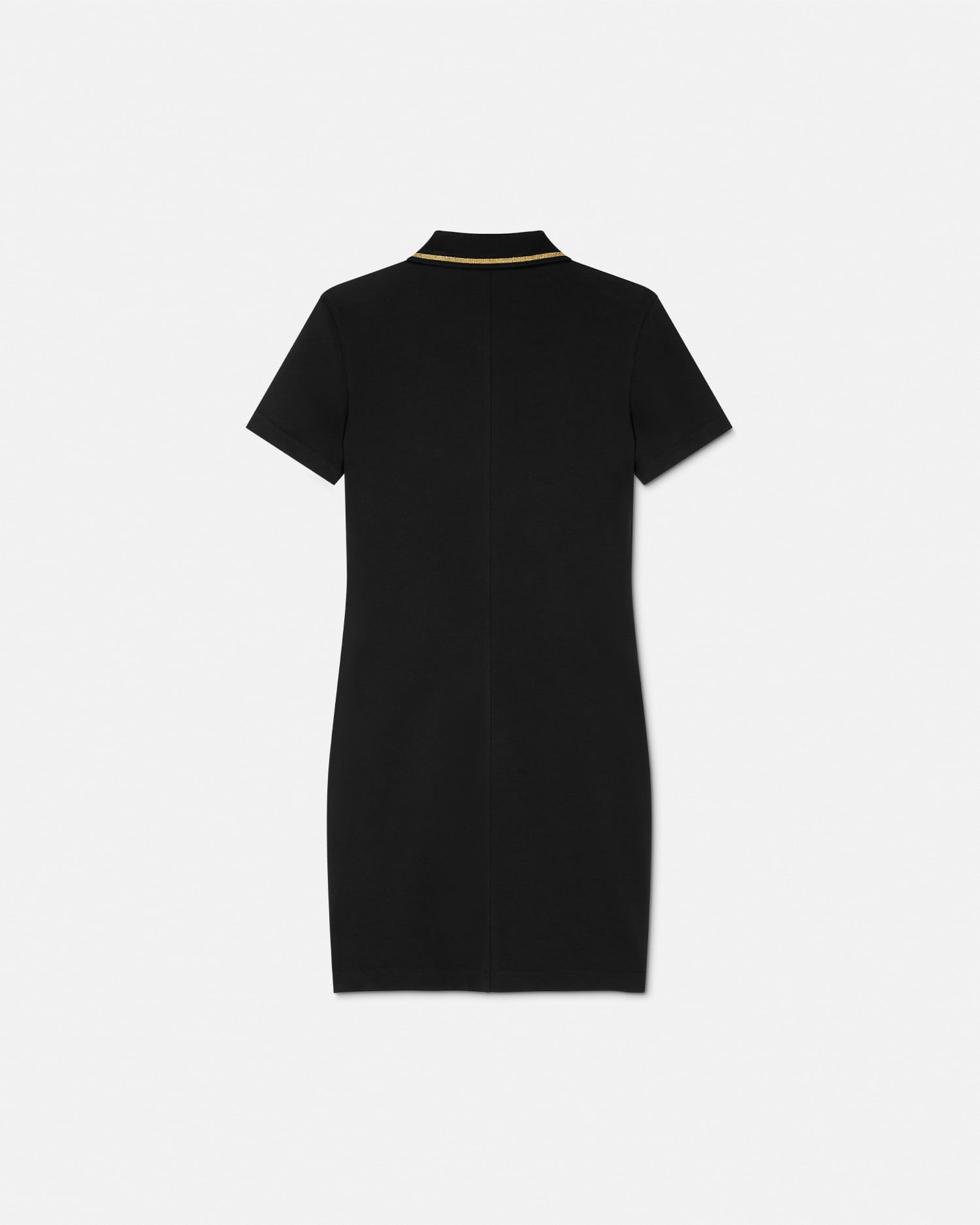 V-Emblem Midi Polo Dress Black,Gold | VERSACE US