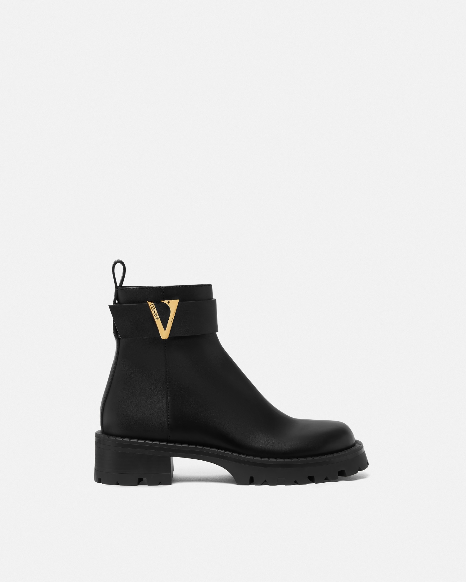 V Leather Ankle Boots