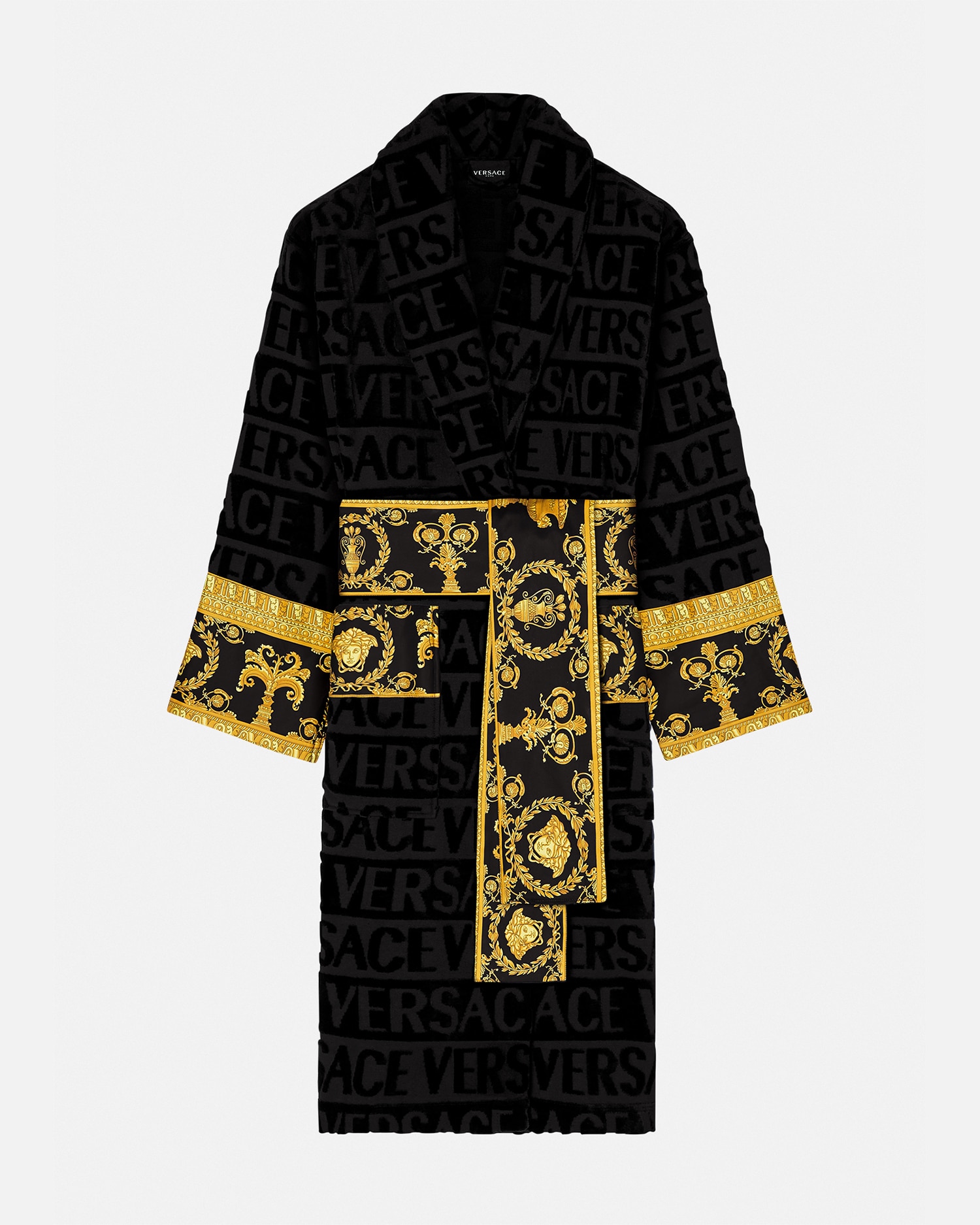 Shop Versace I ♡ Baroque Bathrobe In Black