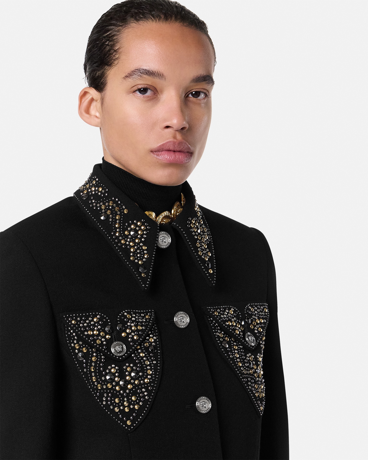 Studded Wool Crop Jacket