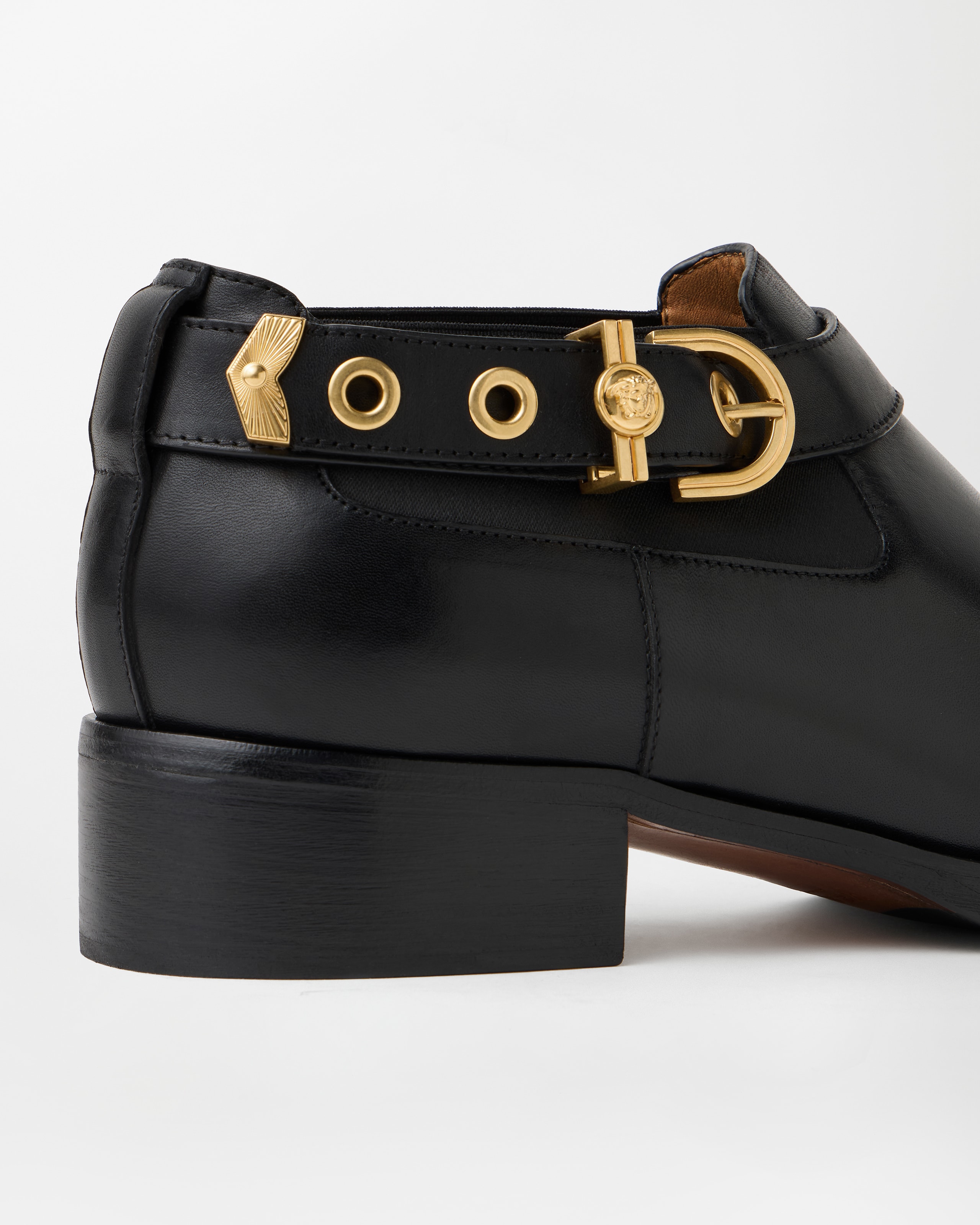 Orlando Leather Chelsea Boots Black | VERSACE US