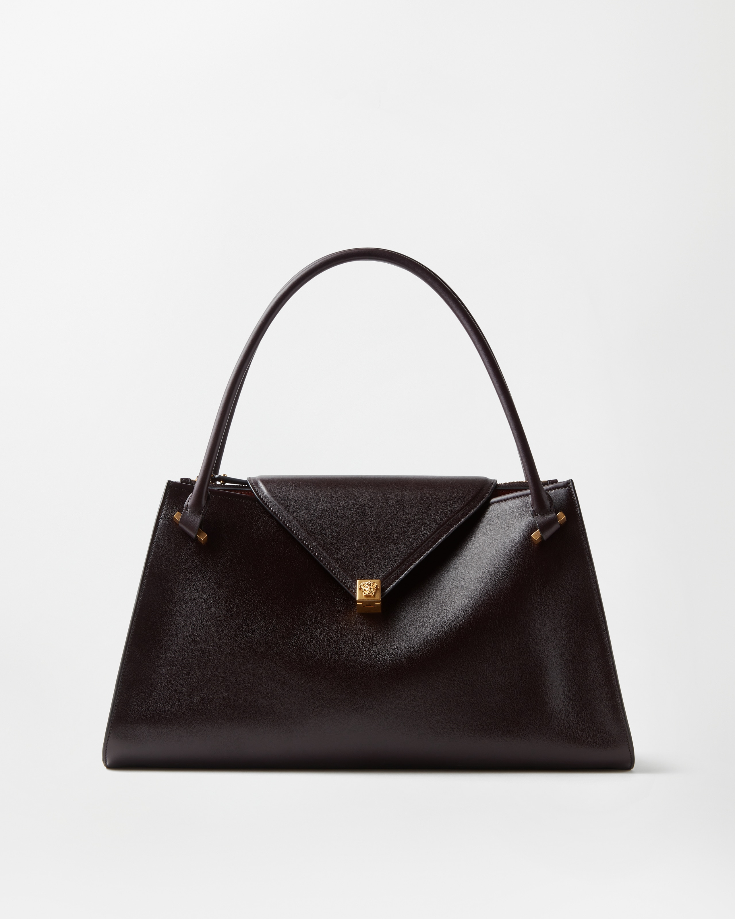 Versace Severine Large Leather Shoulder Bag In Brown