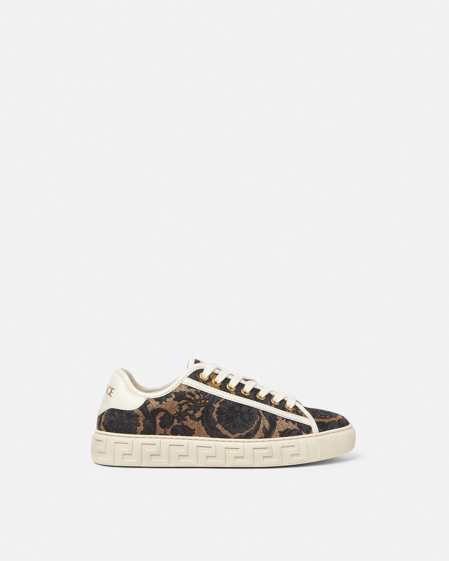 Versace Barocco Jacquard Greca Sneakers In Brown