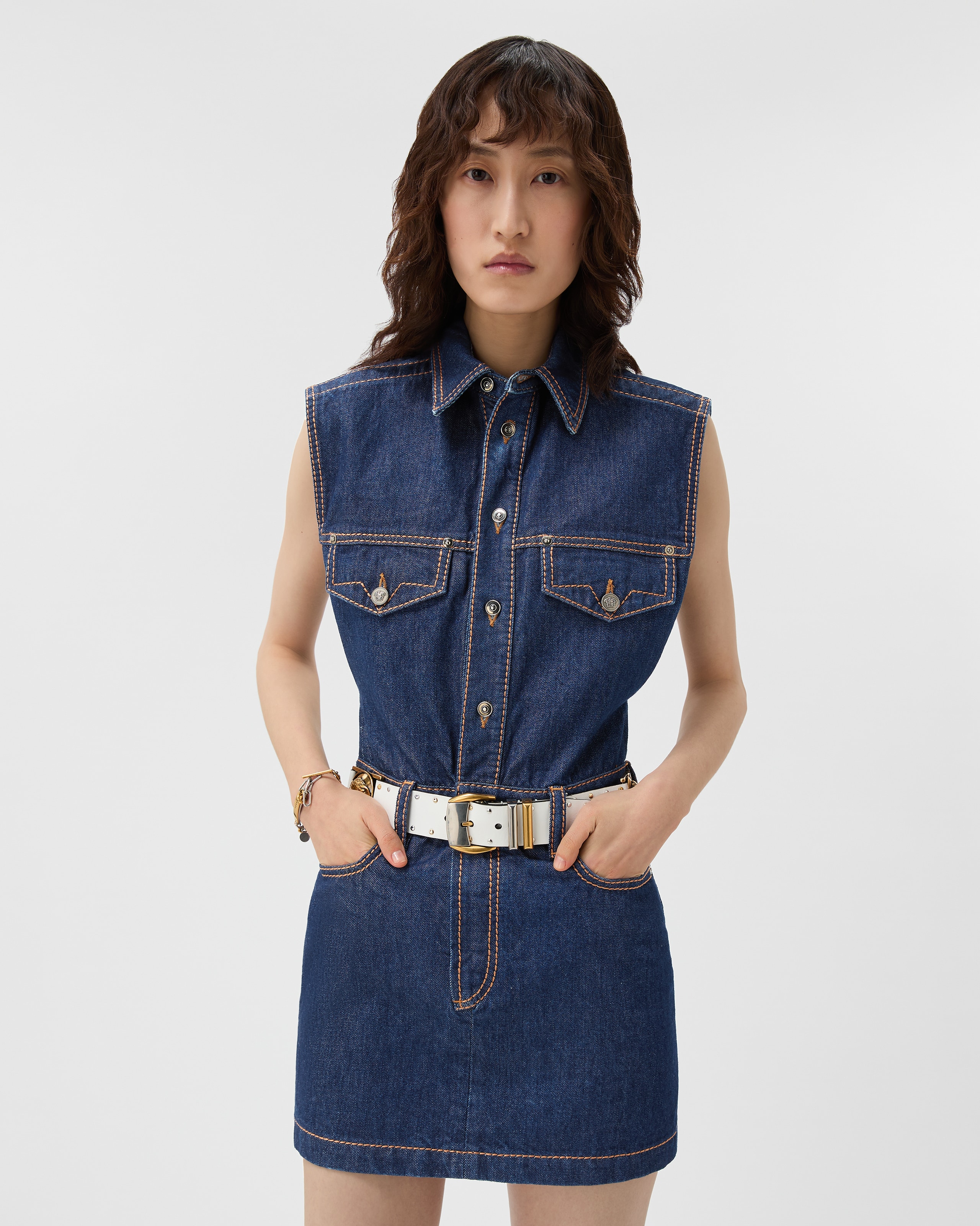 versace blue dress Embroidered Silk Cady Satin Gown, Female, Navy, 38 Made in Italy Versace Draped Jersey Midi Dress