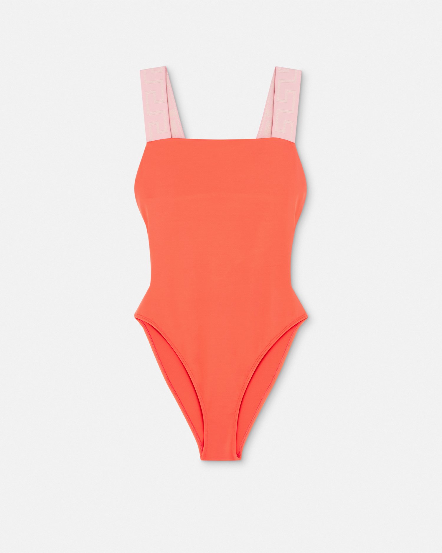 Versace Greca Border One-piece Swimsuit In Corail