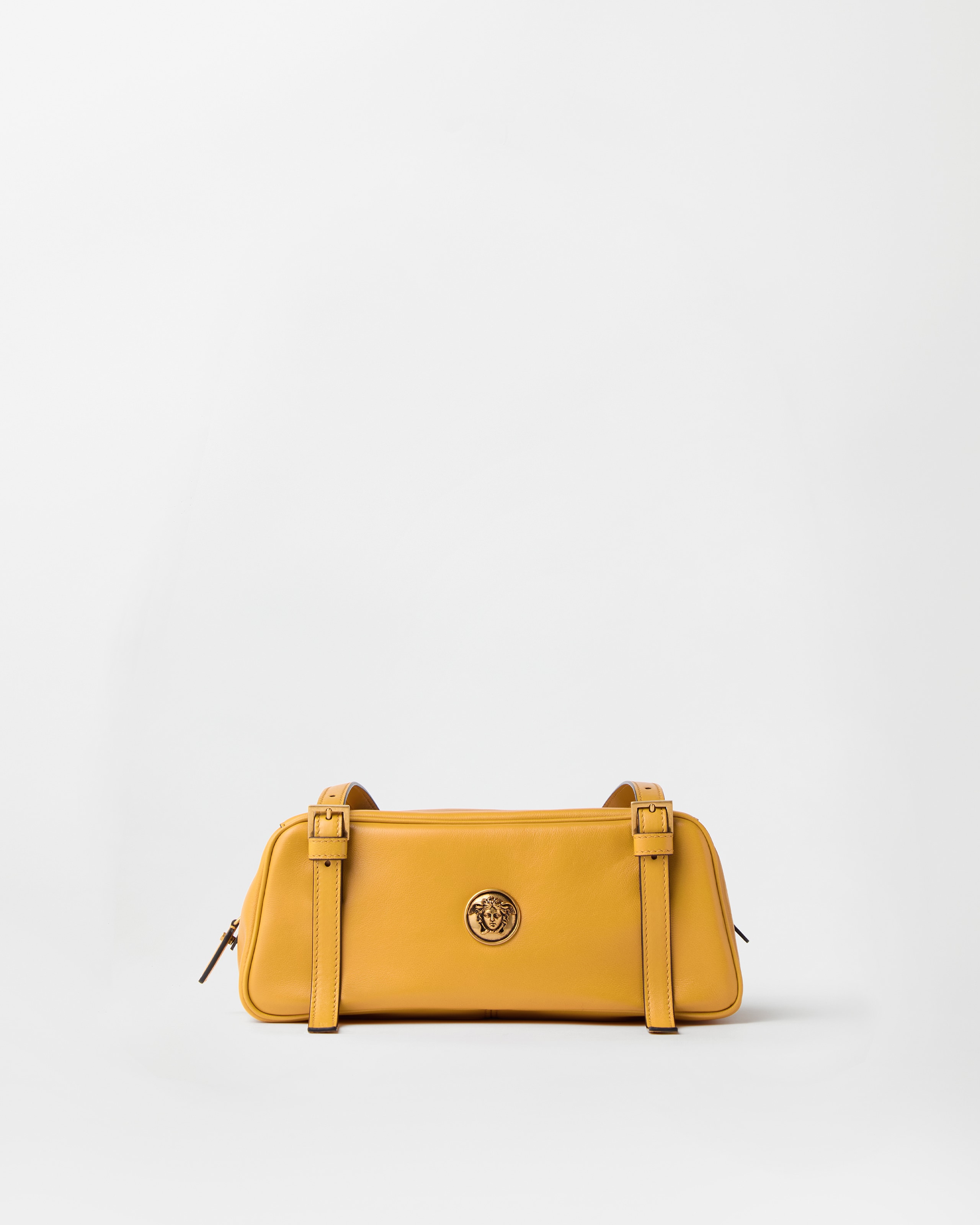 Versace Emblème Nappa Bowling Bag In Yellow