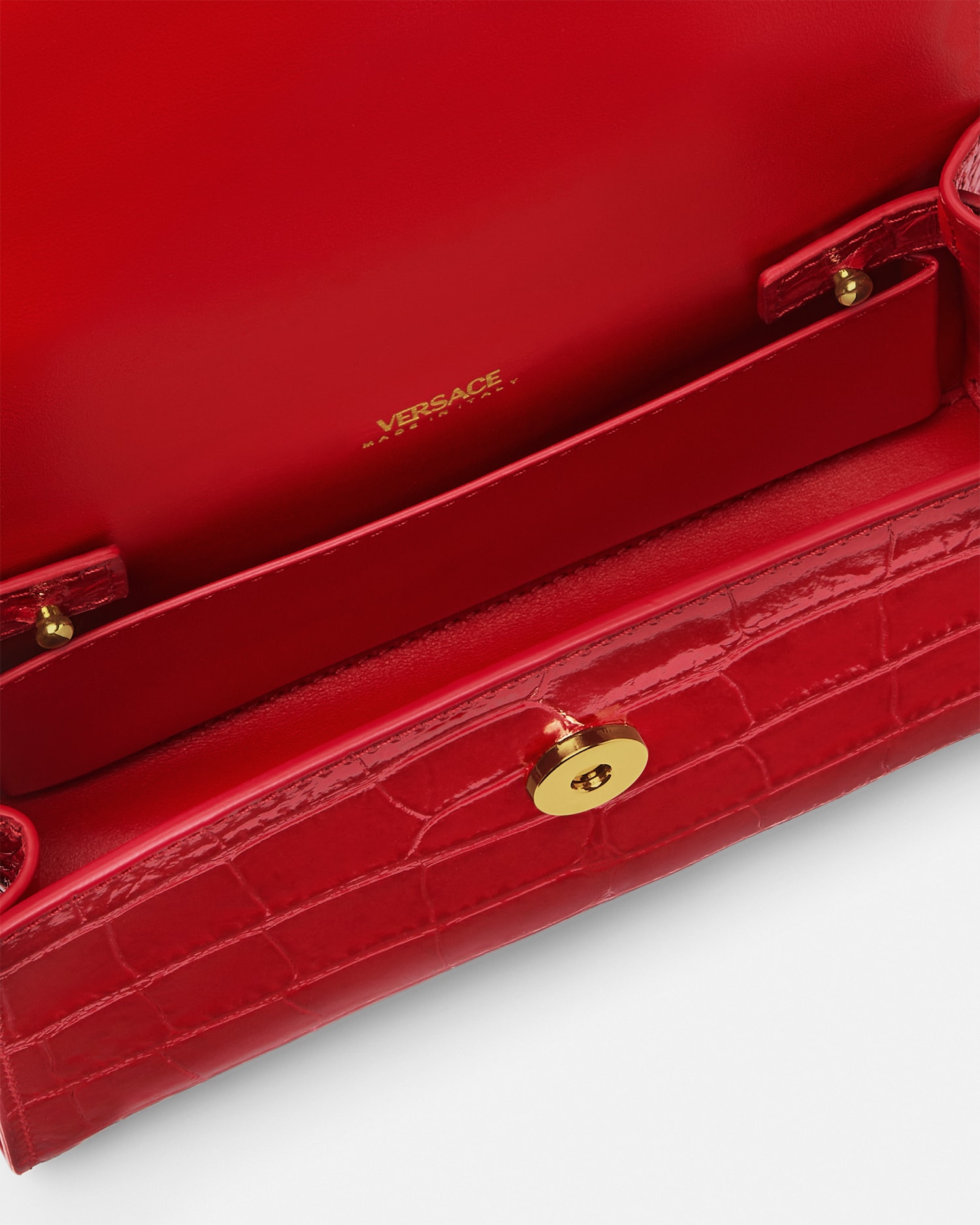 Medusa '95 Small Croc-Effect Top-Handle Red | VERSACE US