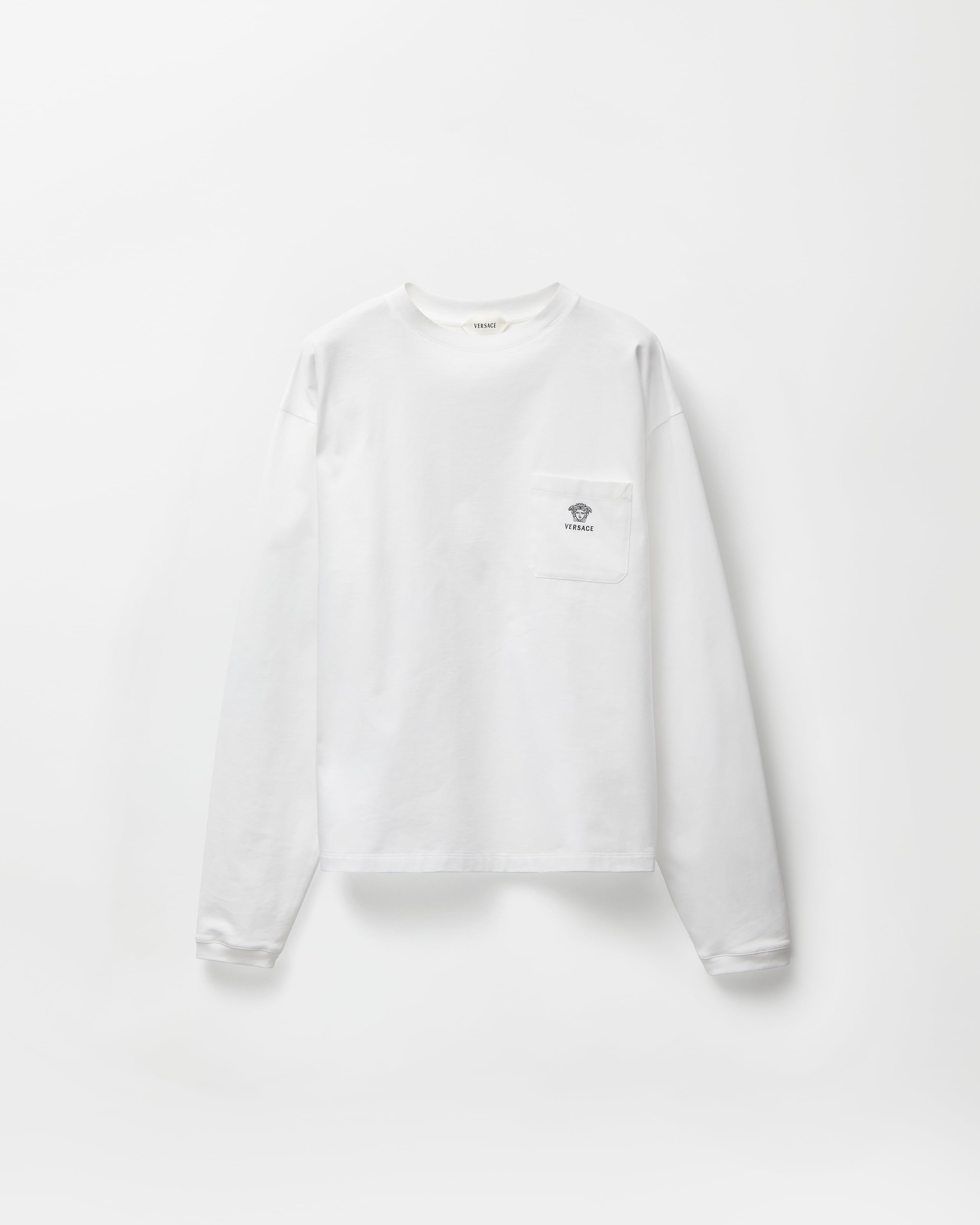 Embroidered Cotton-Jersey T-Shirt White | VERSACE US