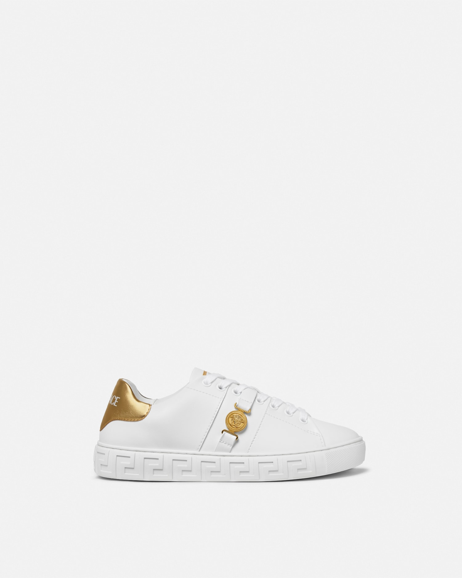 Versace Flat Sole Low-top Sneakers With Greek Key In Multi