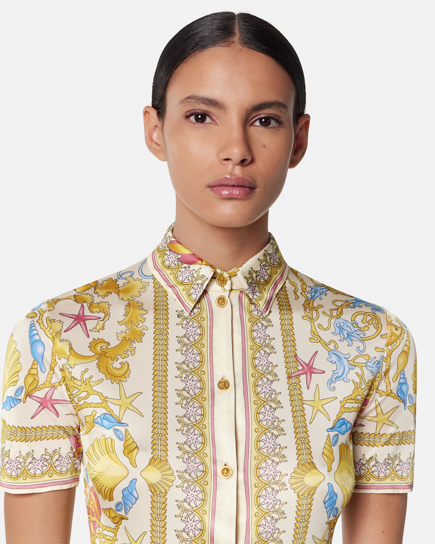 Underwater Barocco Fitted Midi Shirt Dress