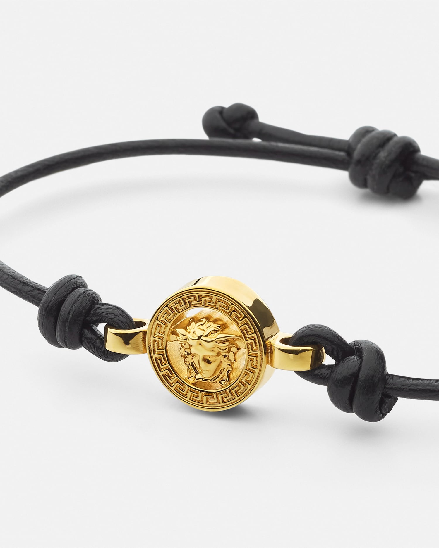 Versace Medusa-charm Cord Bracelet In Black