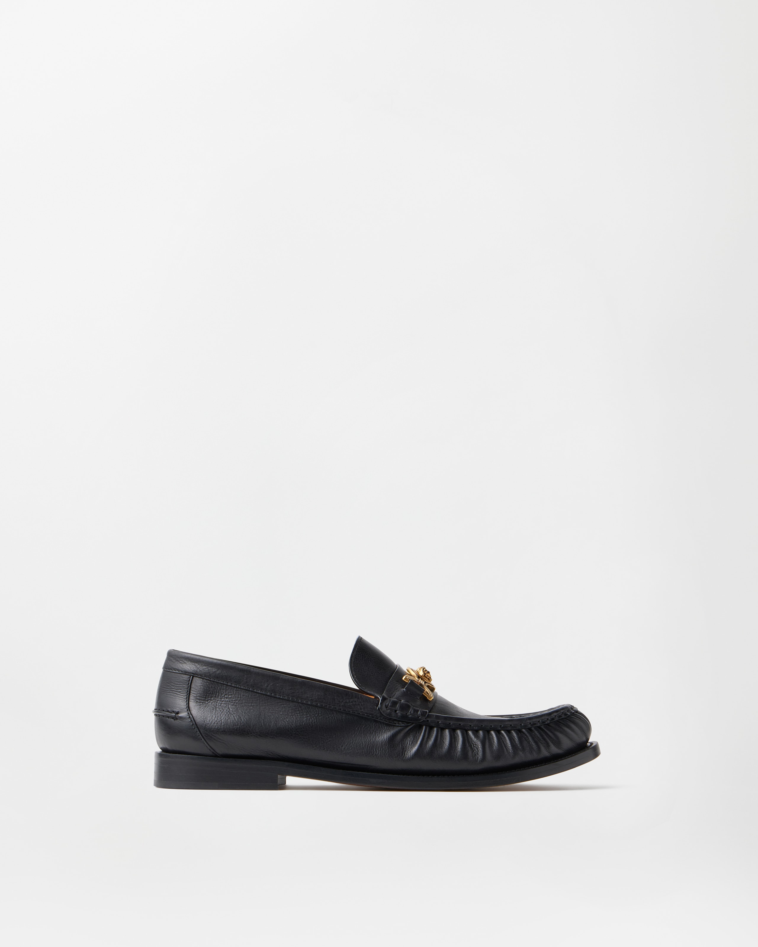 Versace Adrian Leather Loafers In Black