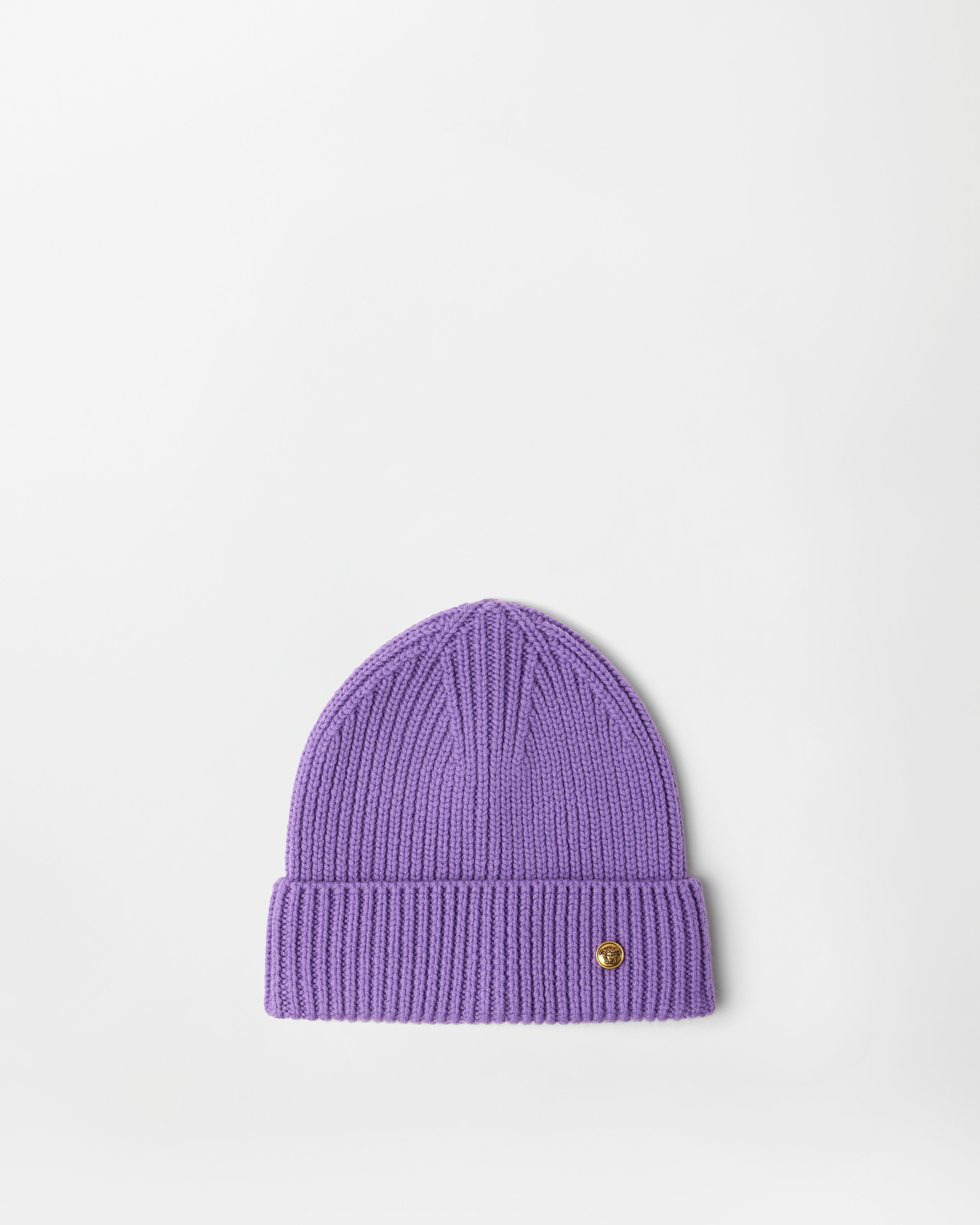 Versace Bonnet En Laine Côtelée In Violet