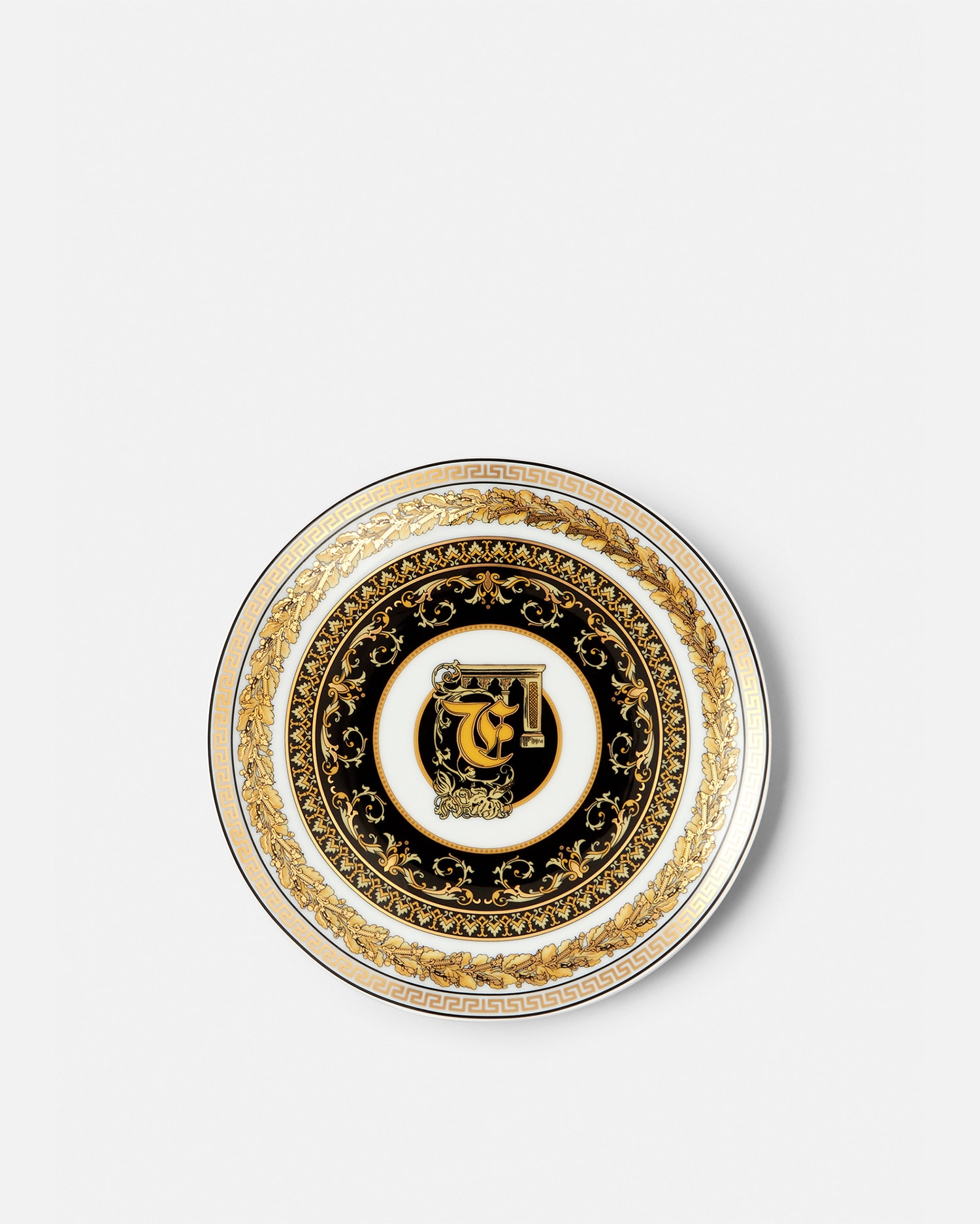 Versace Porcellane E Cristalli Virtus Alphabet F Plate 17 Cm In Gold