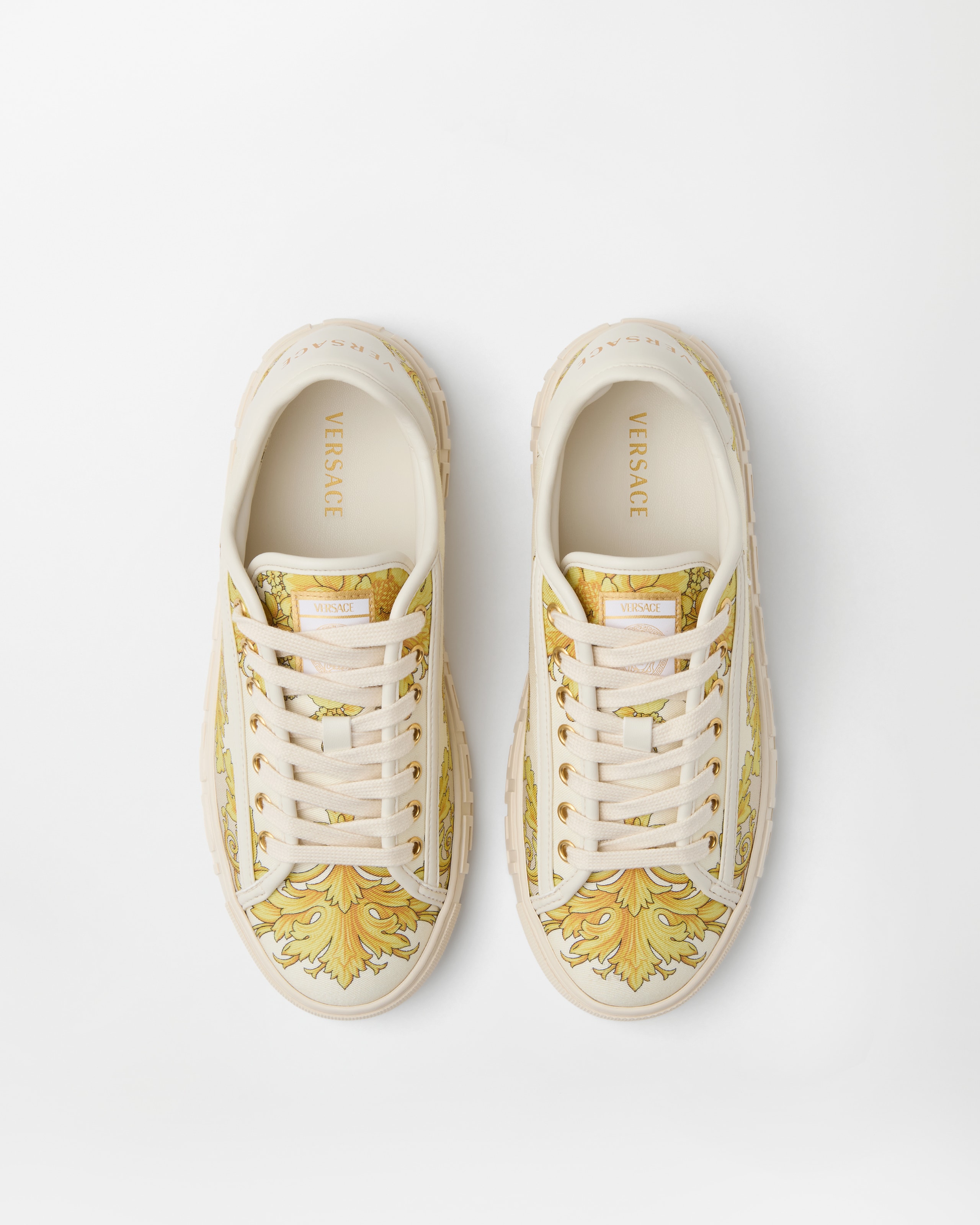 Versace Greca Printed Silk-twill Trainers In Multi
