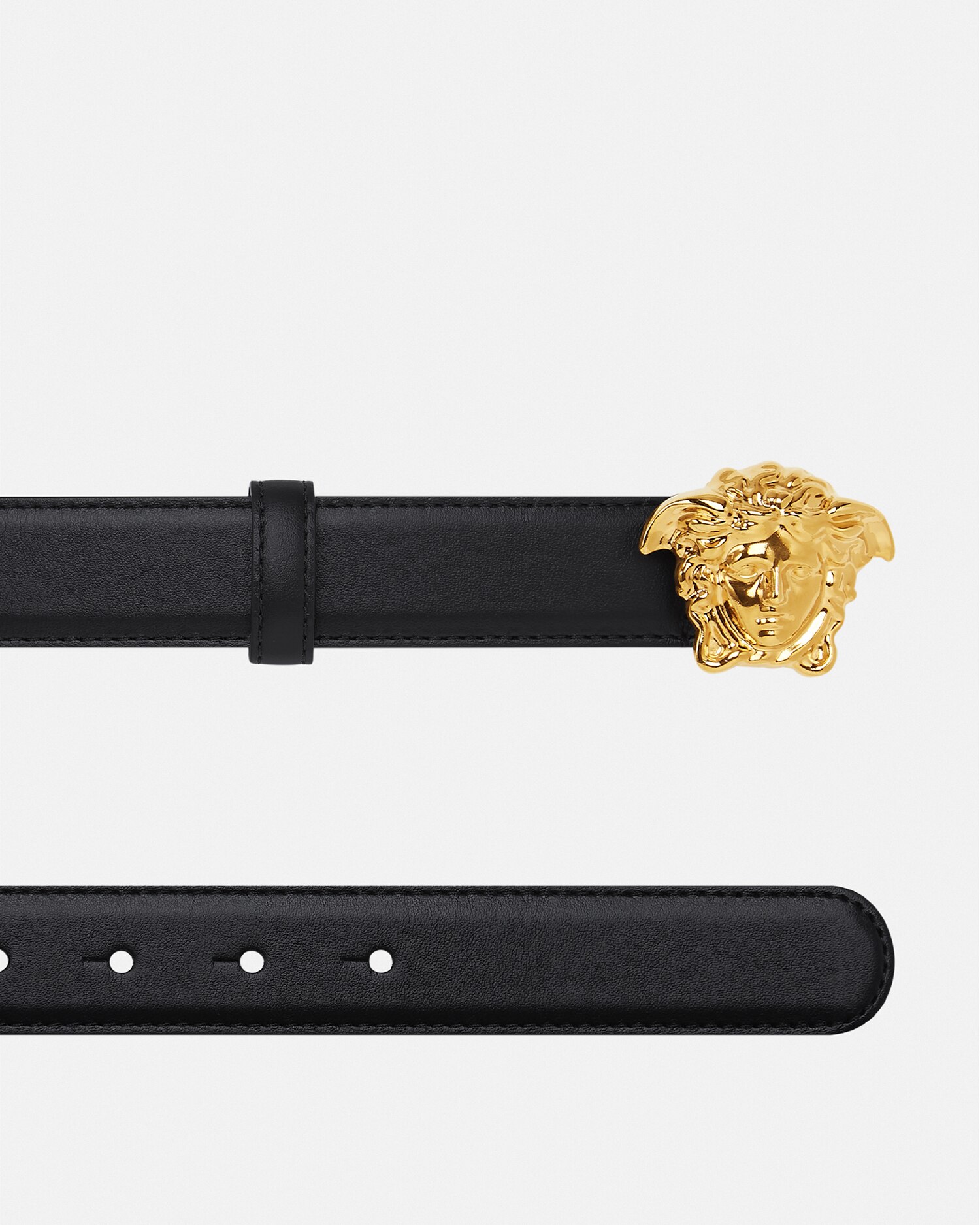 Versace Thin Belts Leather Black In Black