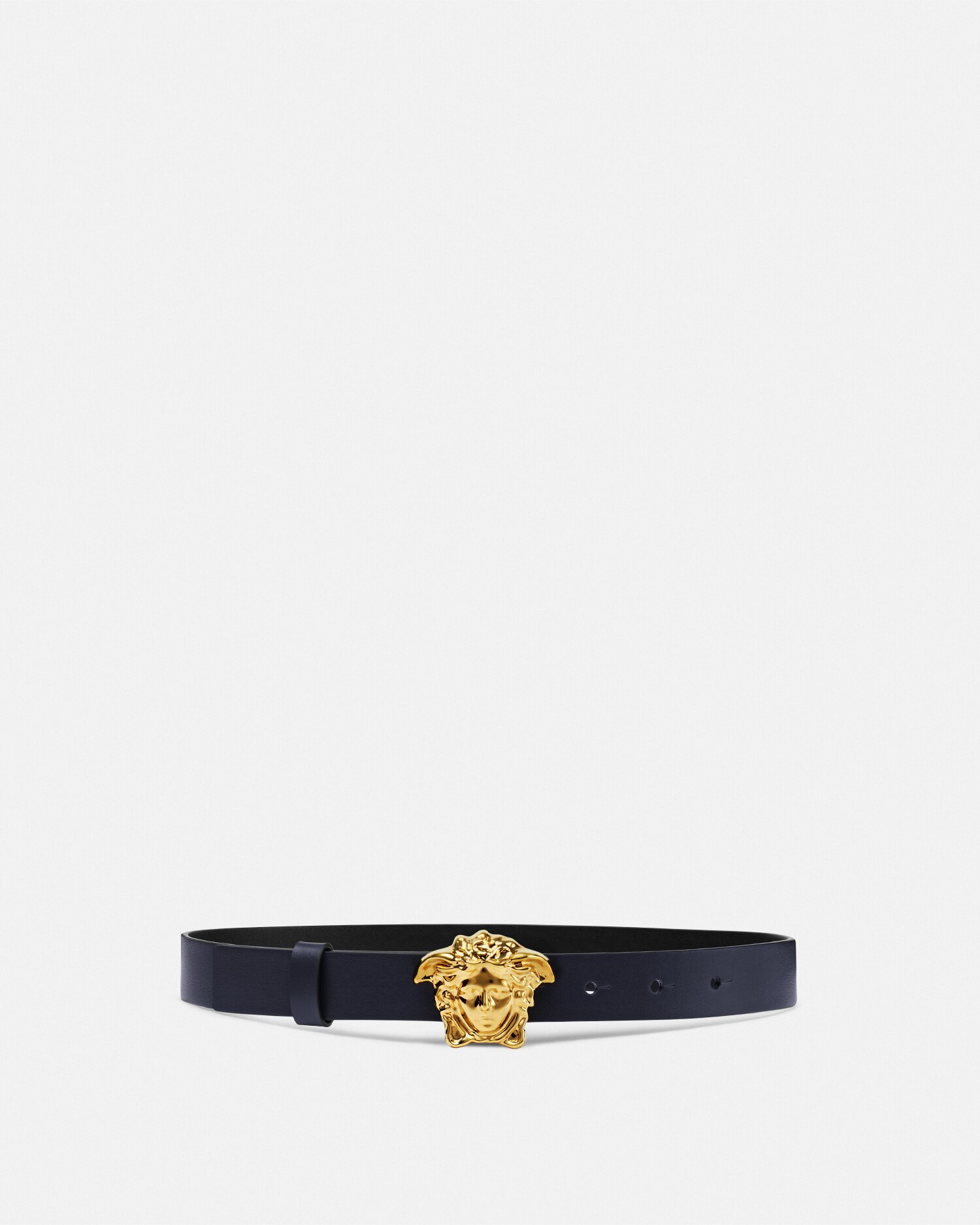 Versace La Medusa Kids Leather Belt In Blue