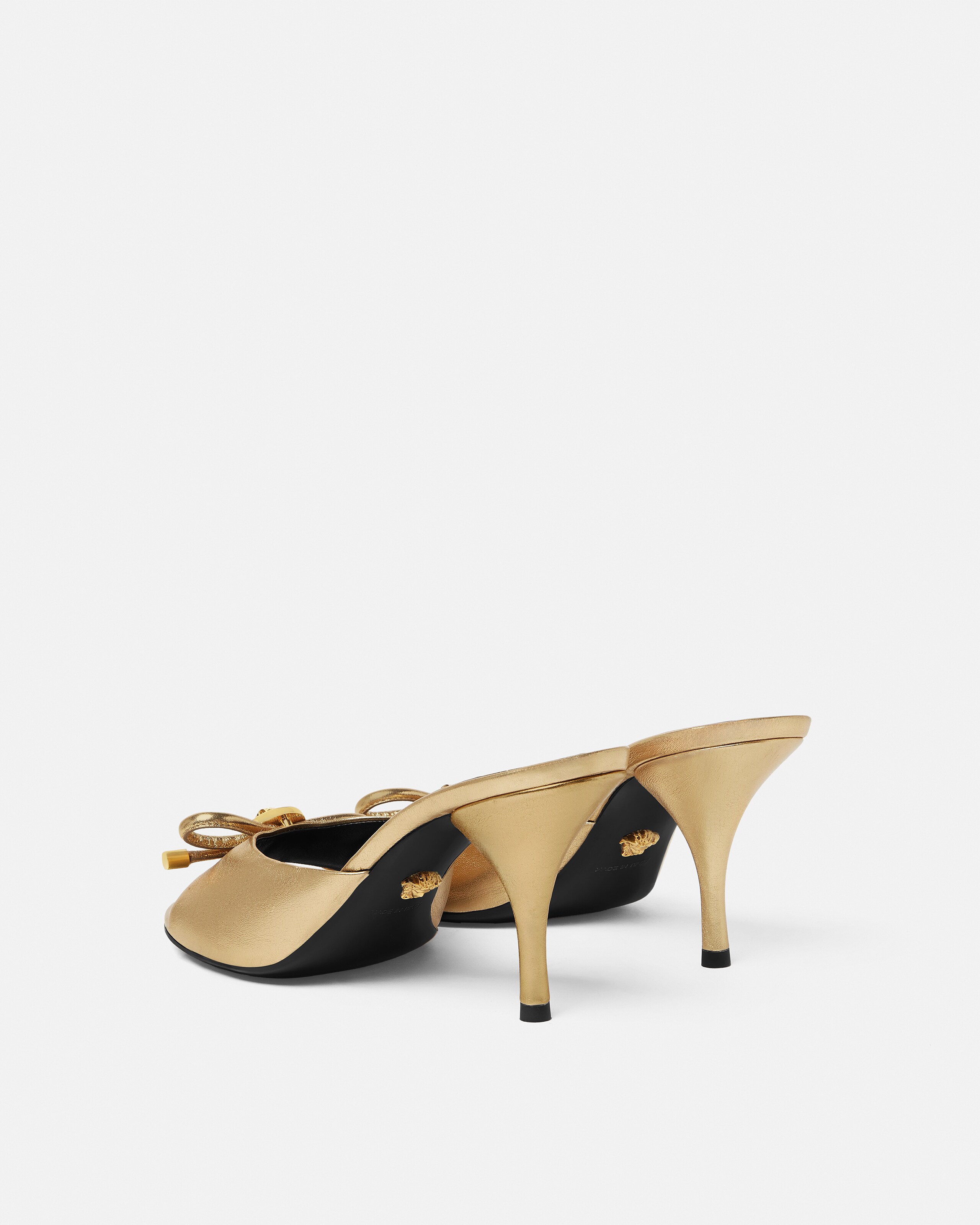 Opera Bow Metallic Mules 85mm