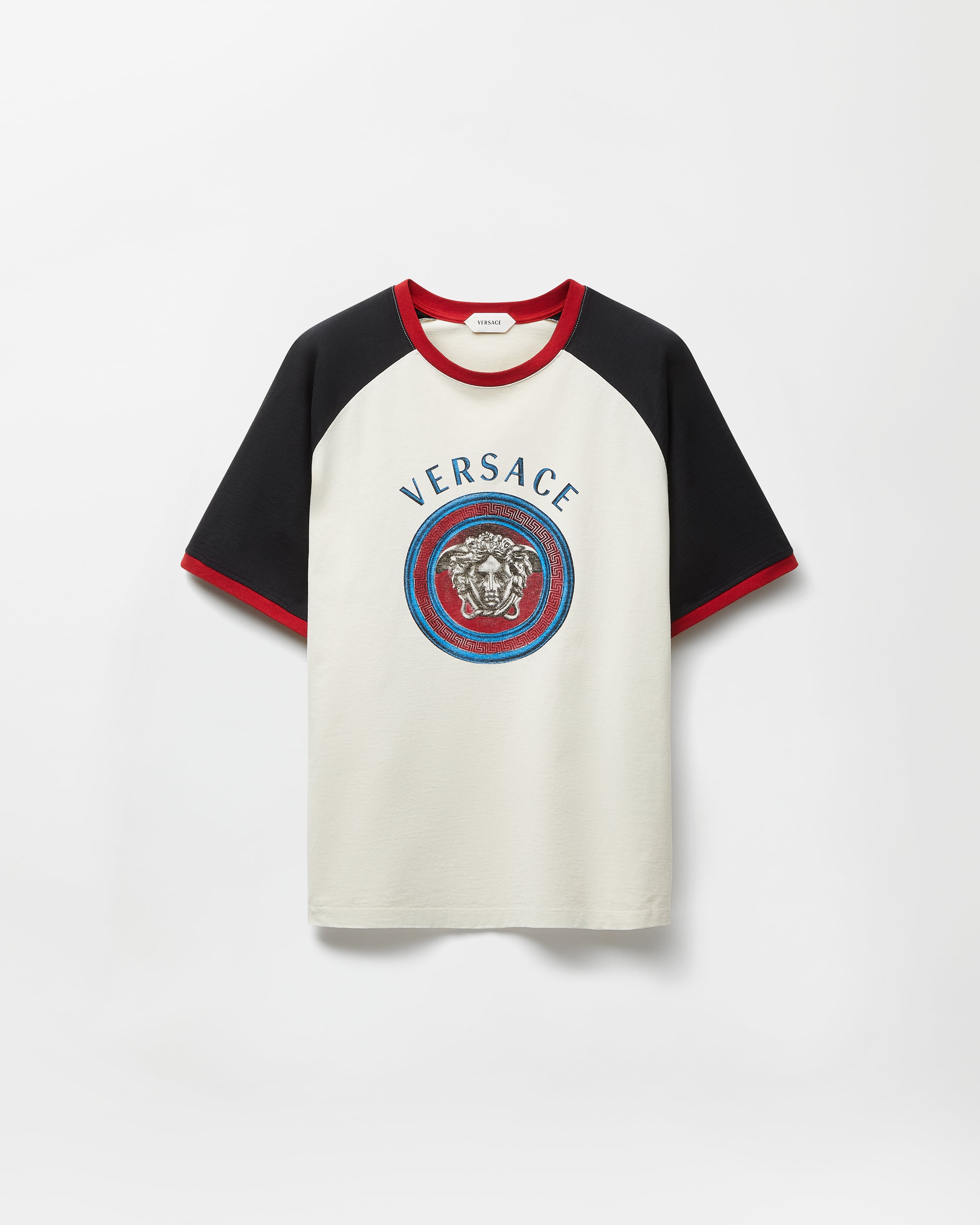 Printed Cotton Jersey Regular T-Shirt White | VERSACE US