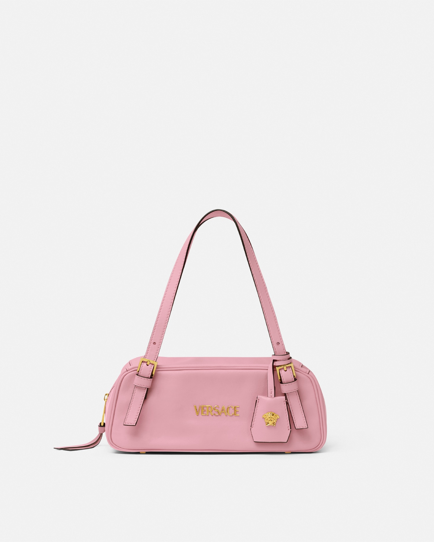 Versace Tag Bowling Shoulder Bag In Rose
