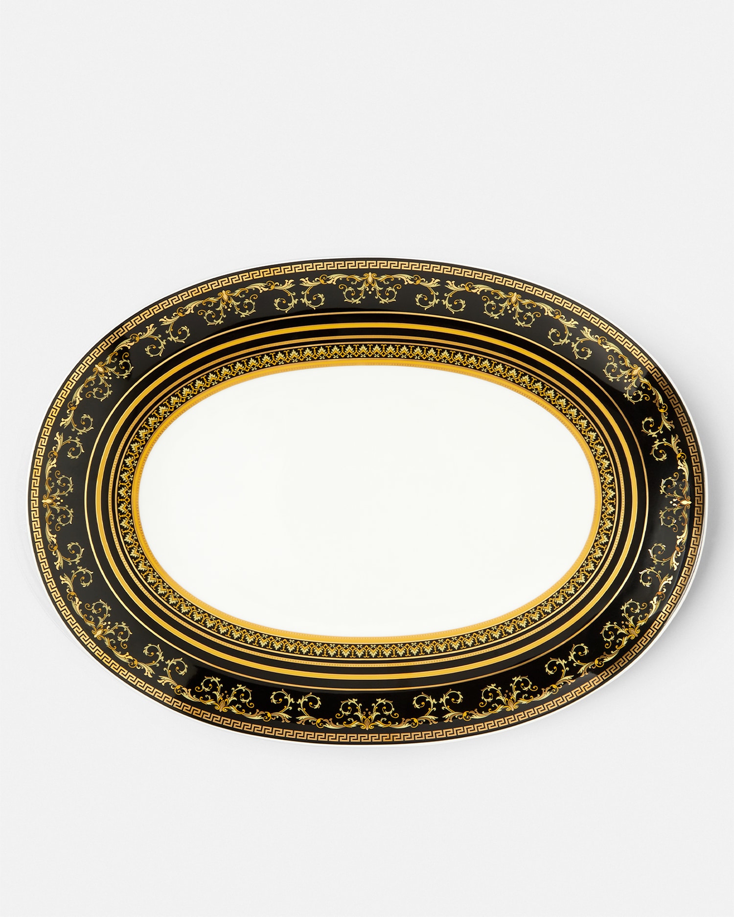 Versace Porcellane E Cristalli Virtus Gala Platter 38 Cm In Black