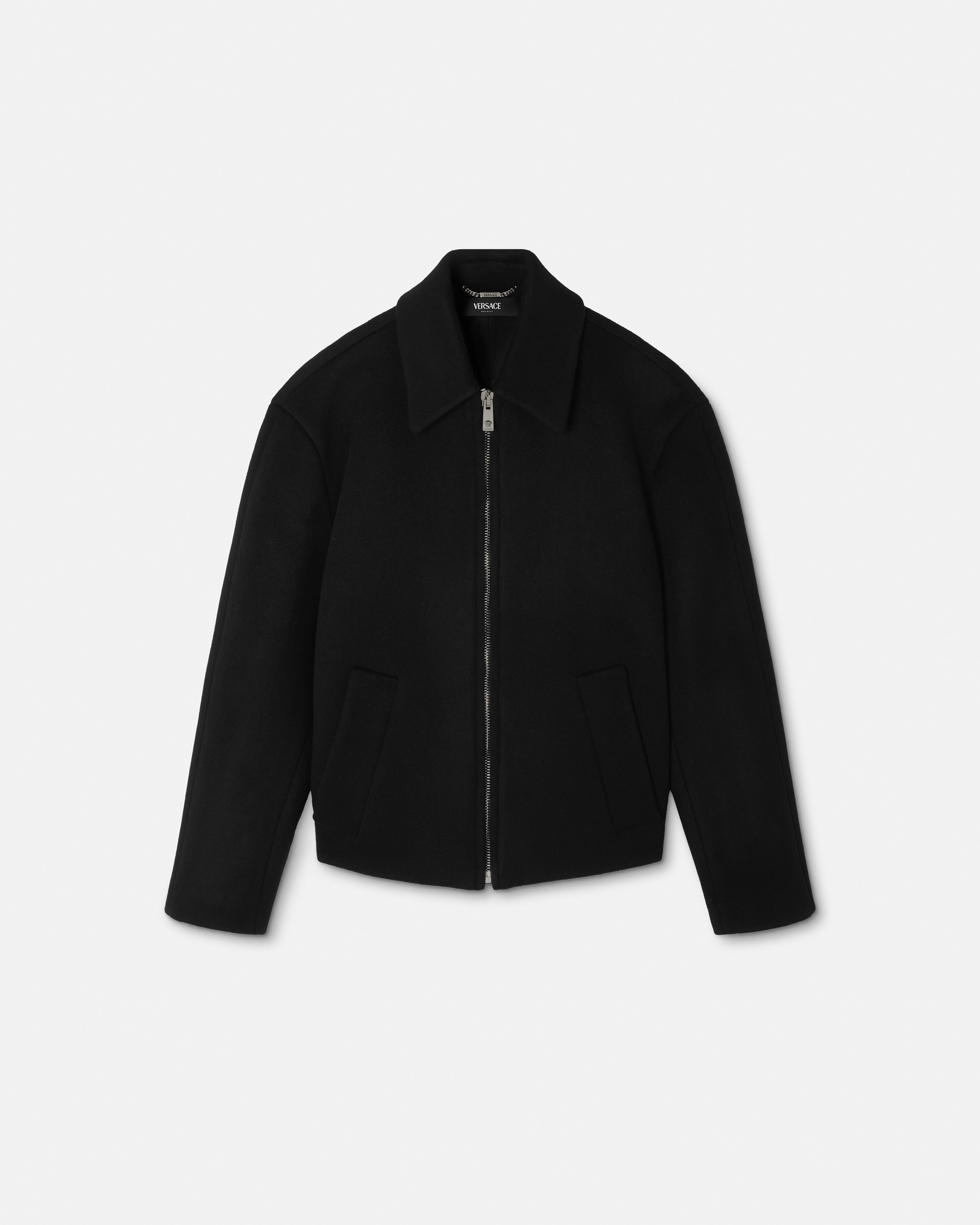 Versace Wool-cashmere Zipped Blouson In Black