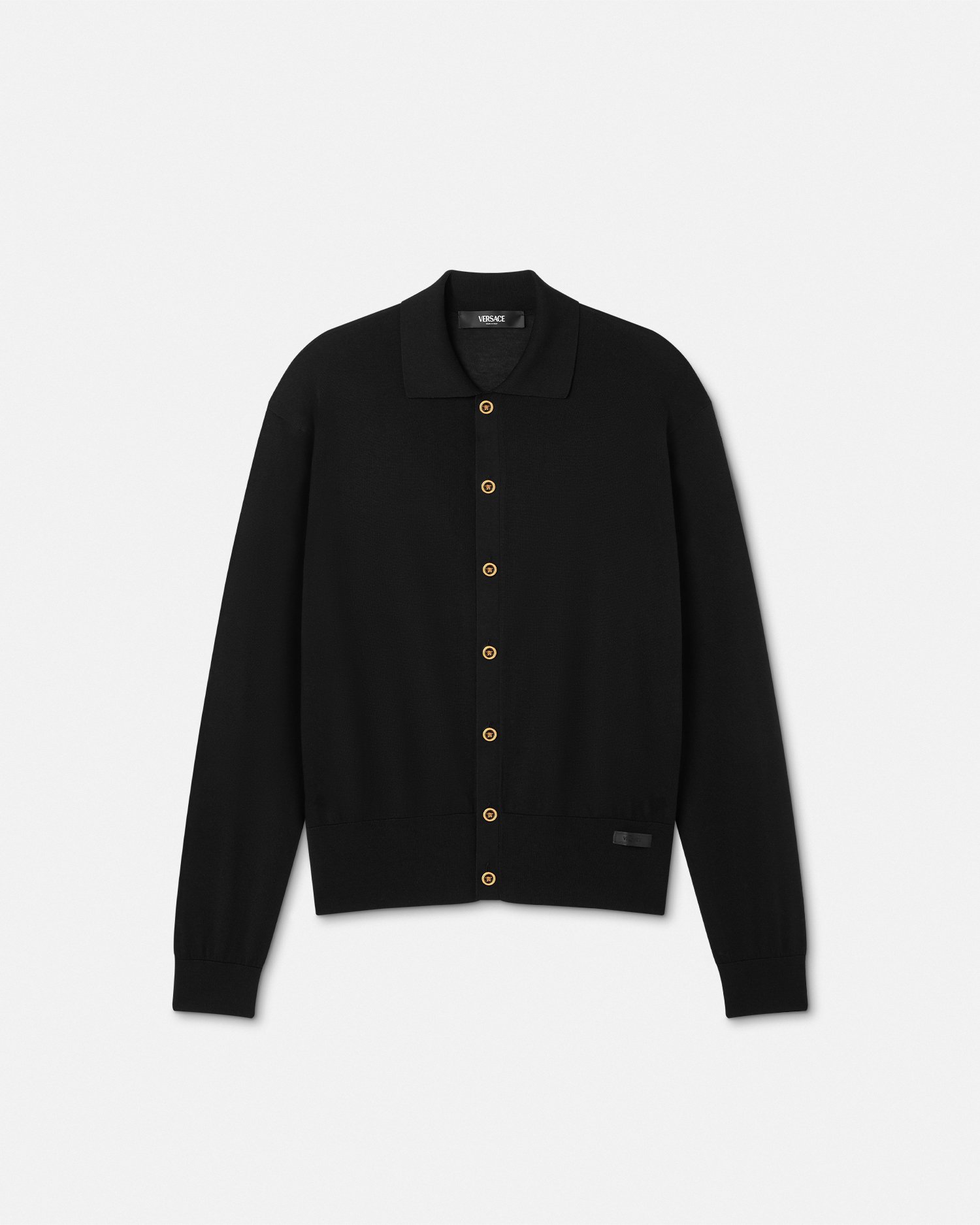Versace Cardigan Polo En Maille De Soie Mélangée