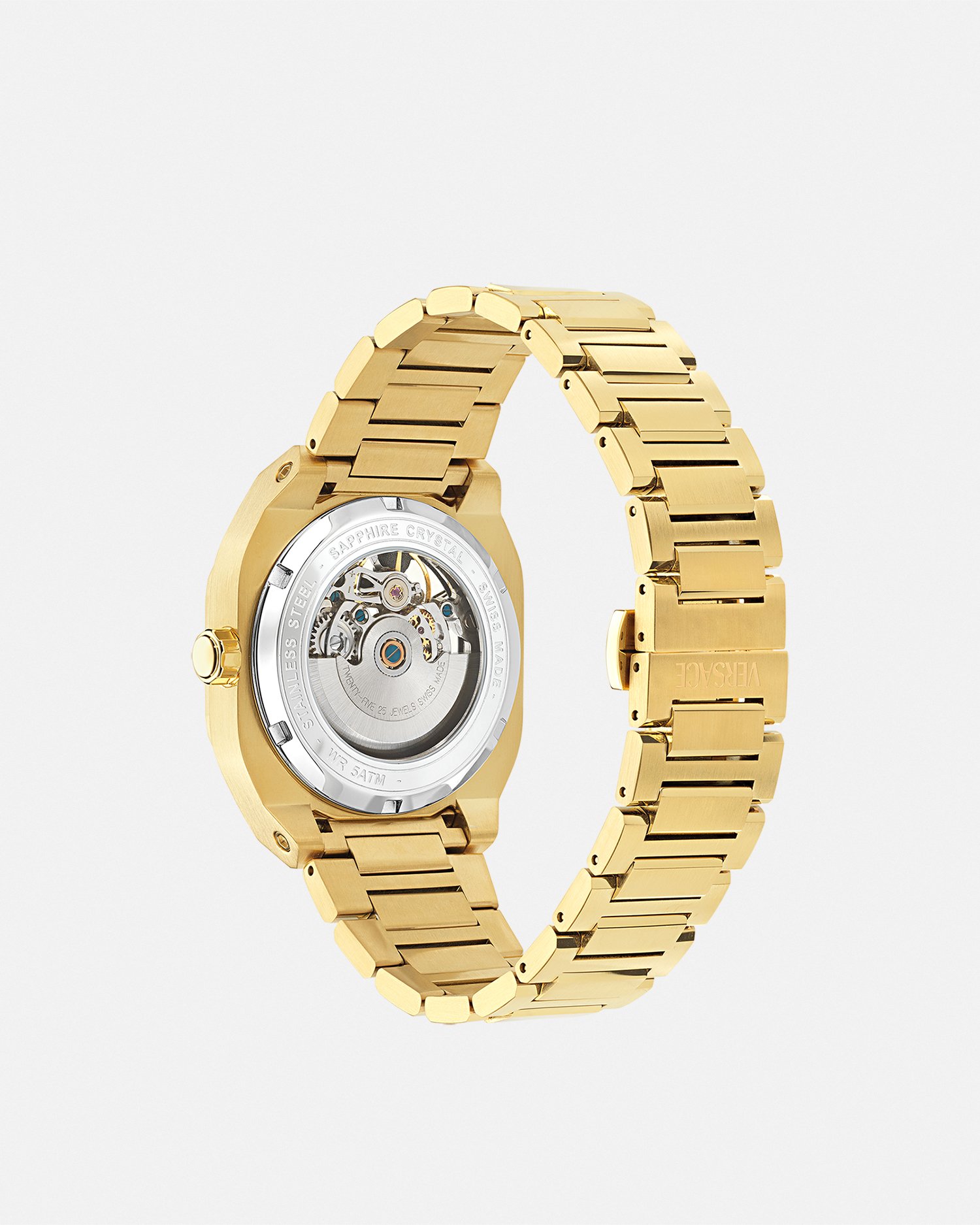 Versace Men's Swiss Automatic V-contempo Gmt Gold Ion Plated Bracelet Watch 40x48mm In Black+gold