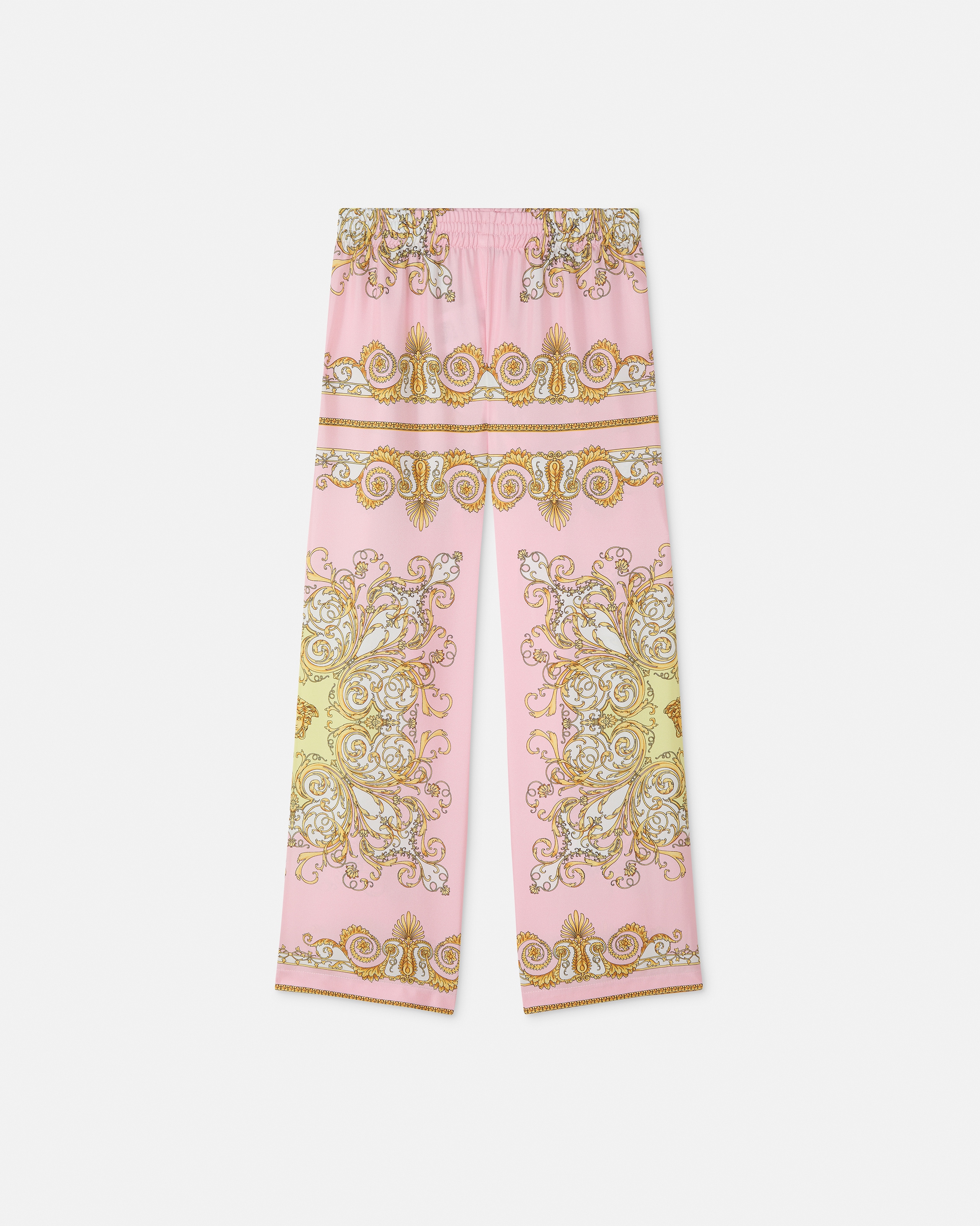 Versace Kids Printed Silk Twill Pants In Multi