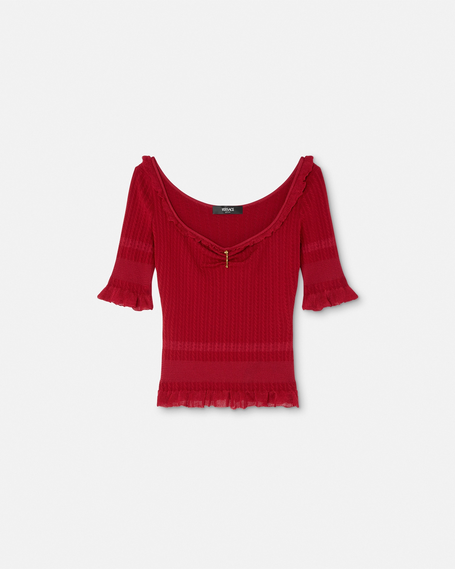Versace Safety Pin Knit Top In Burgundy
