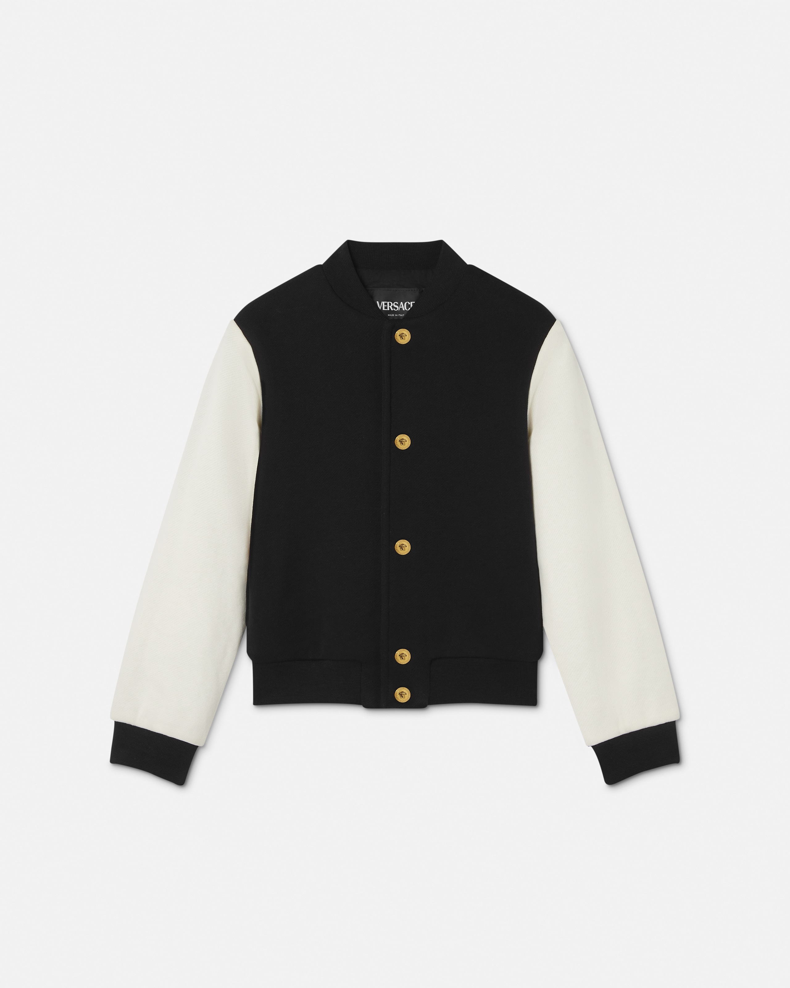Versace Kids Printed Cotton Bomber In Black