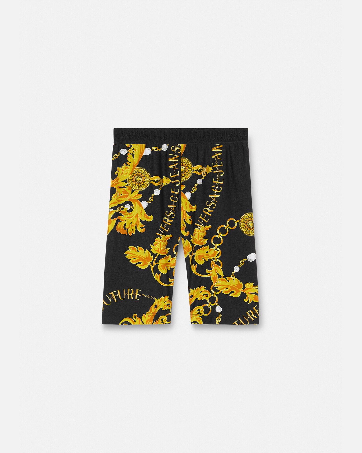 Shop Versace Jeans Couture Chain Couture Bicycle Shorts In Black+gold